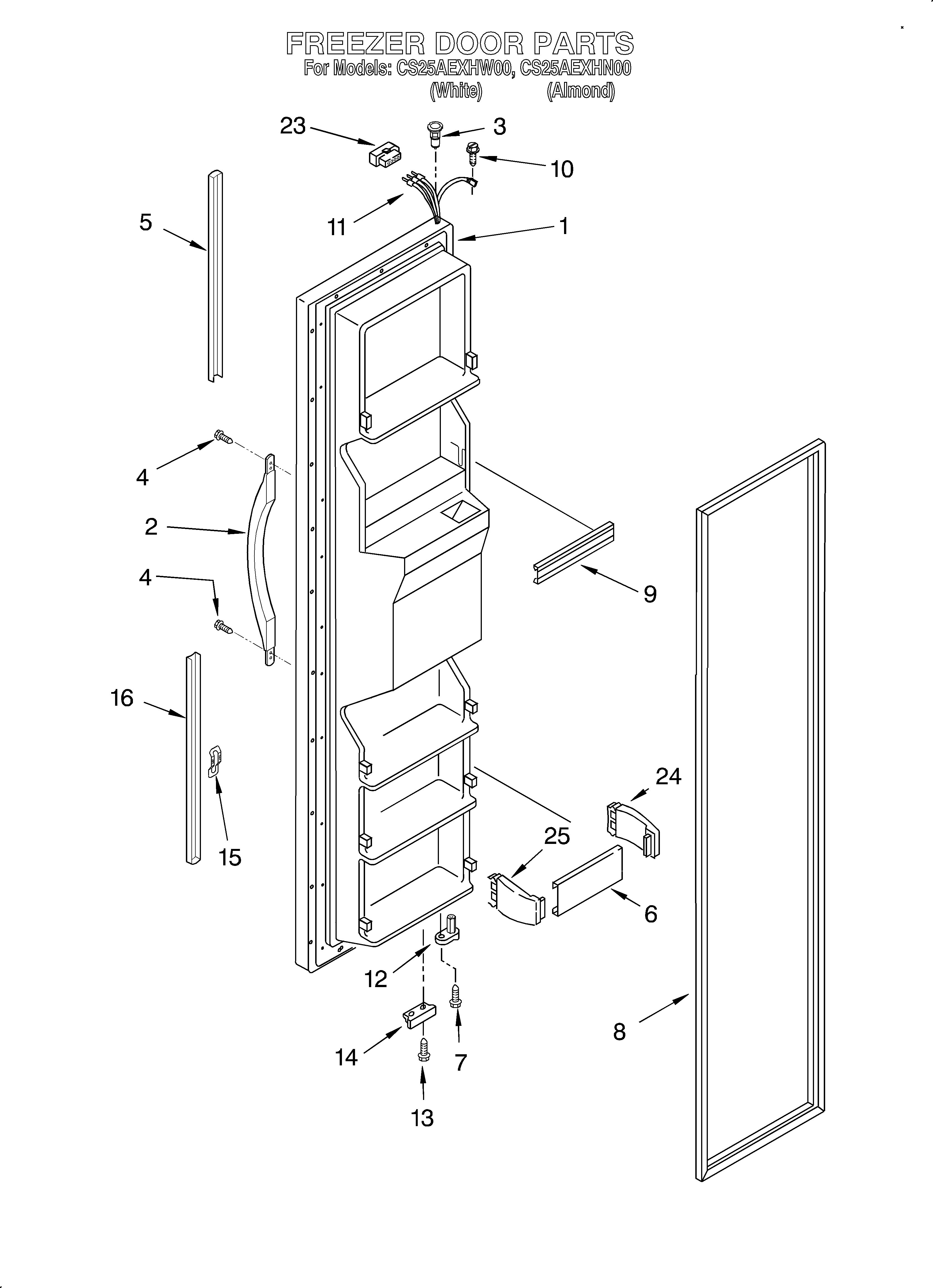 Crosley CS25AEXHN00 freezer door diagram