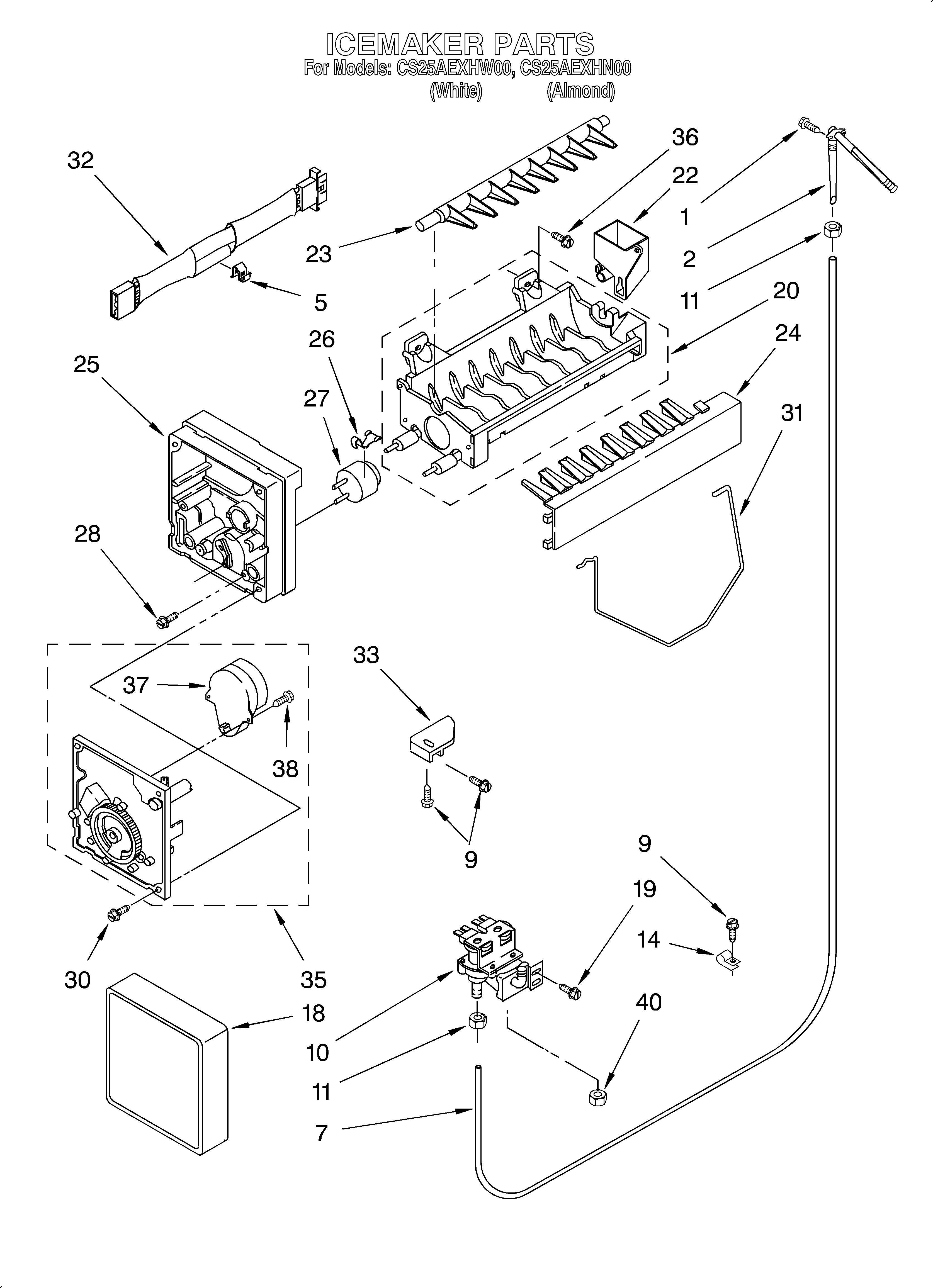Crosley CS25AEXHN00 icemaker/optional diagram