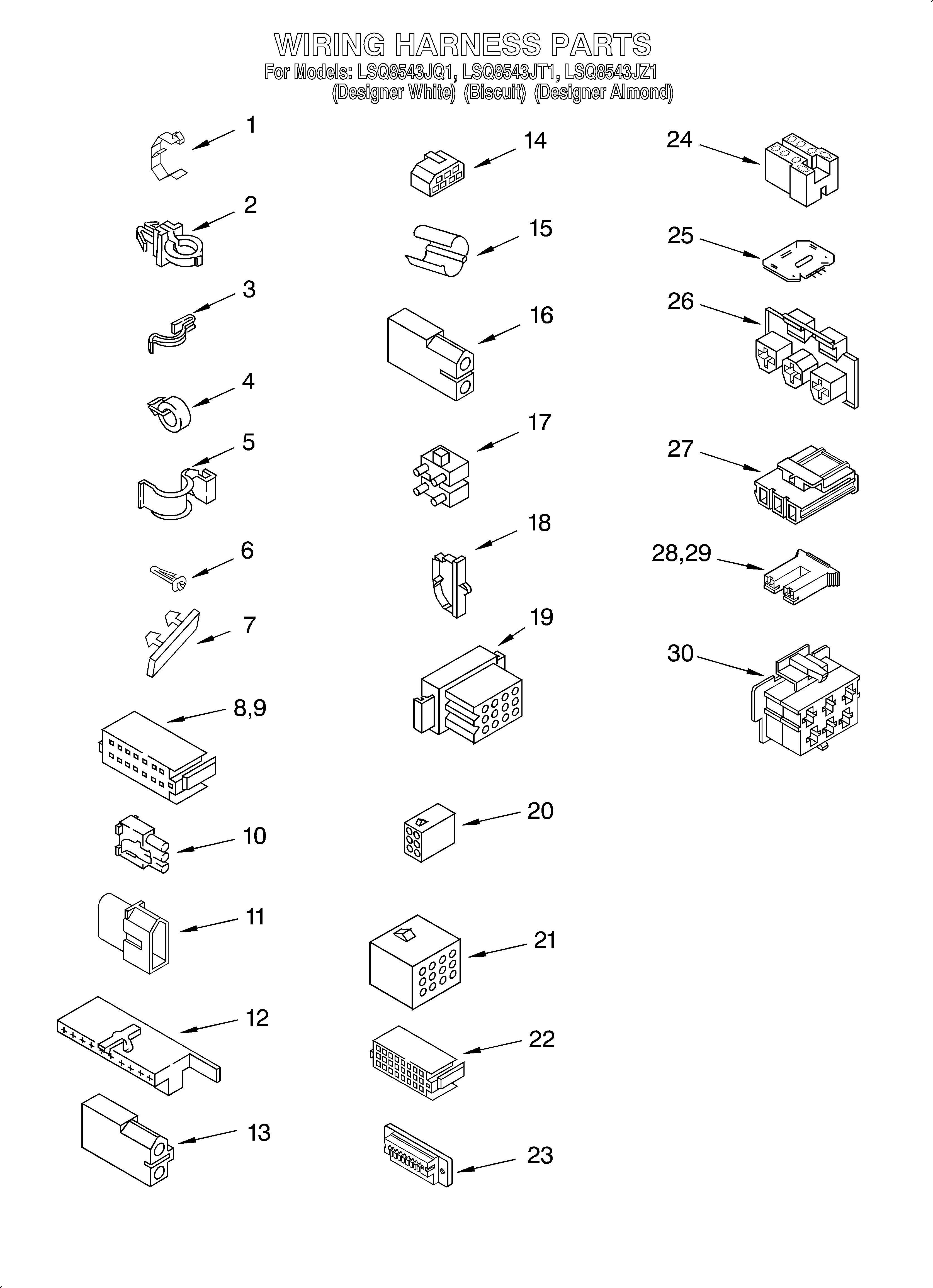 Whirlpool LSQ8543JZ1 wiring harness diagram
