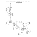 Whirlpool LSR8233JT1 brake, clutch, gearcase, motor and pump diagram
