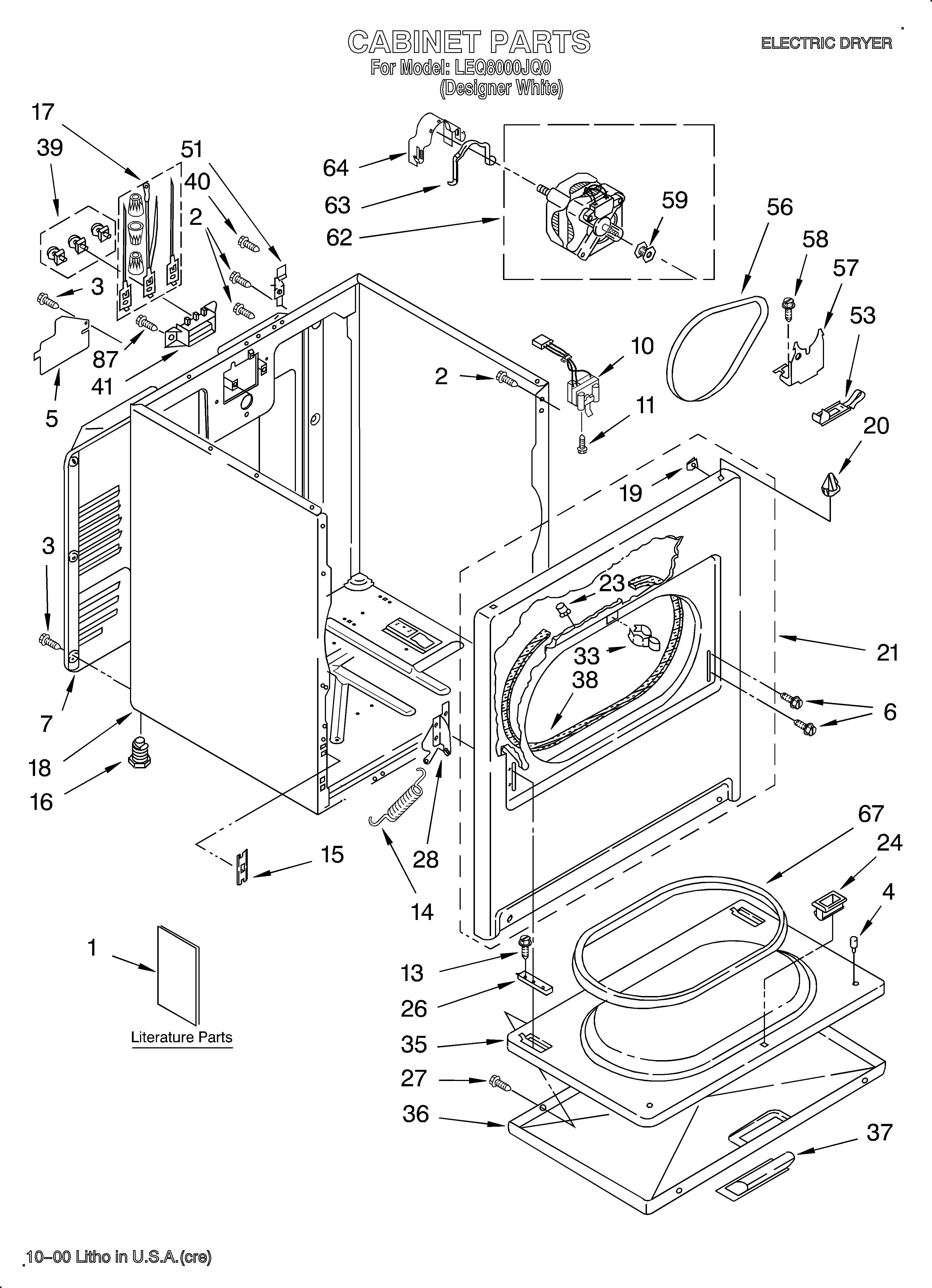 Whirlpool LEQ8000JQ0 cabinet diagram