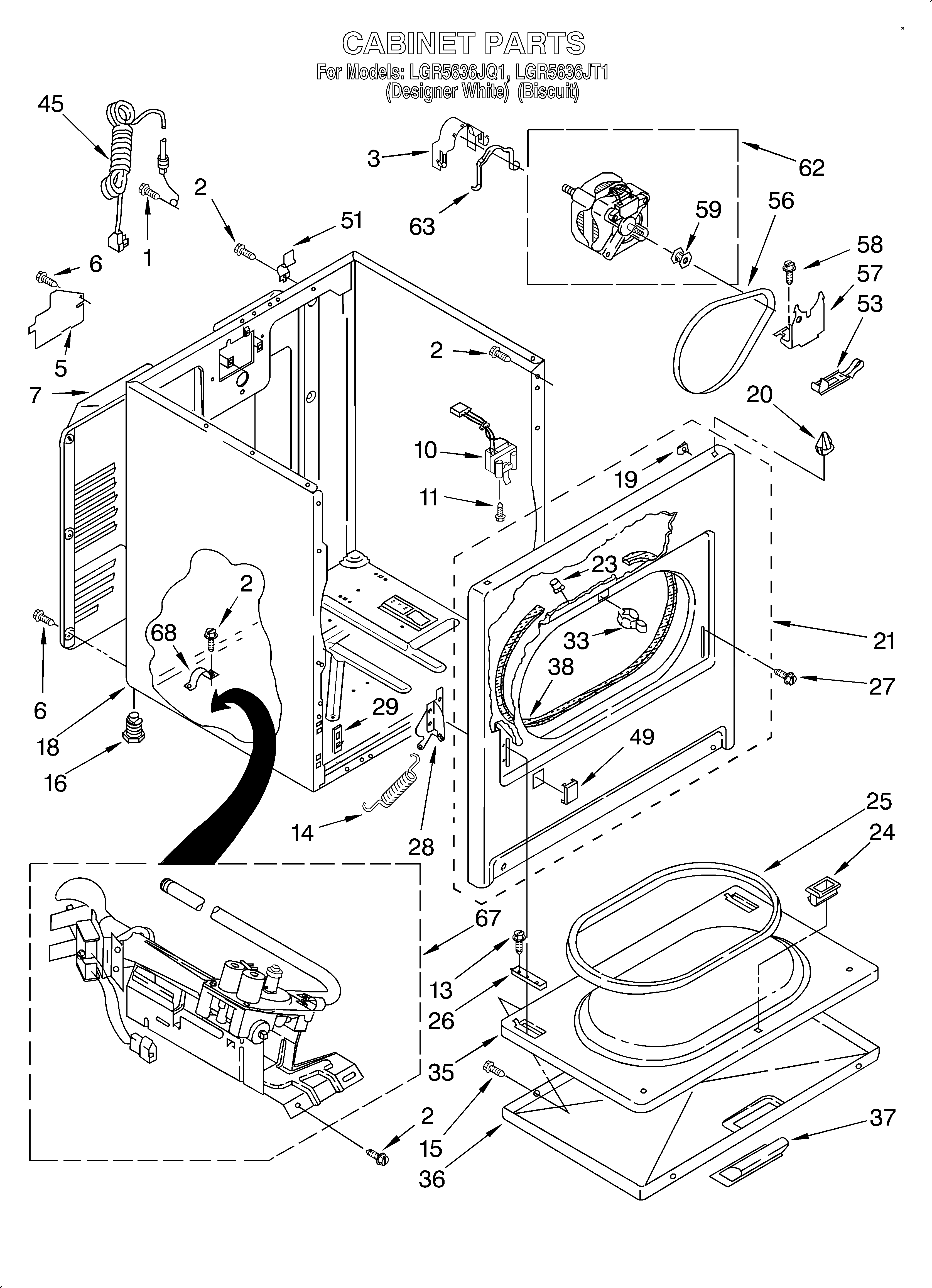 Whirlpool LGR5636JQ1 cabinet diagram