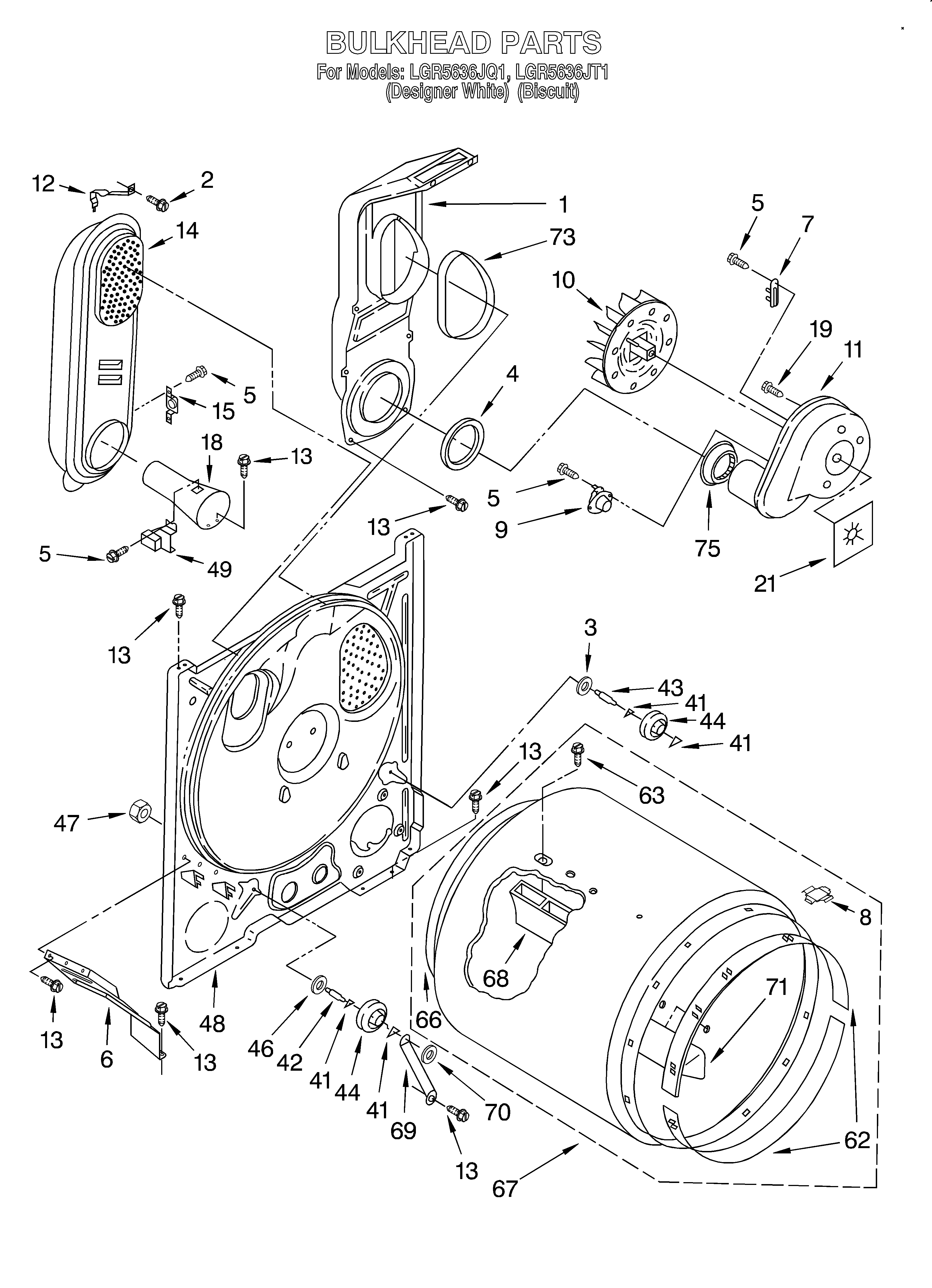 Whirlpool LGR5636JQ1 bulkhead diagram