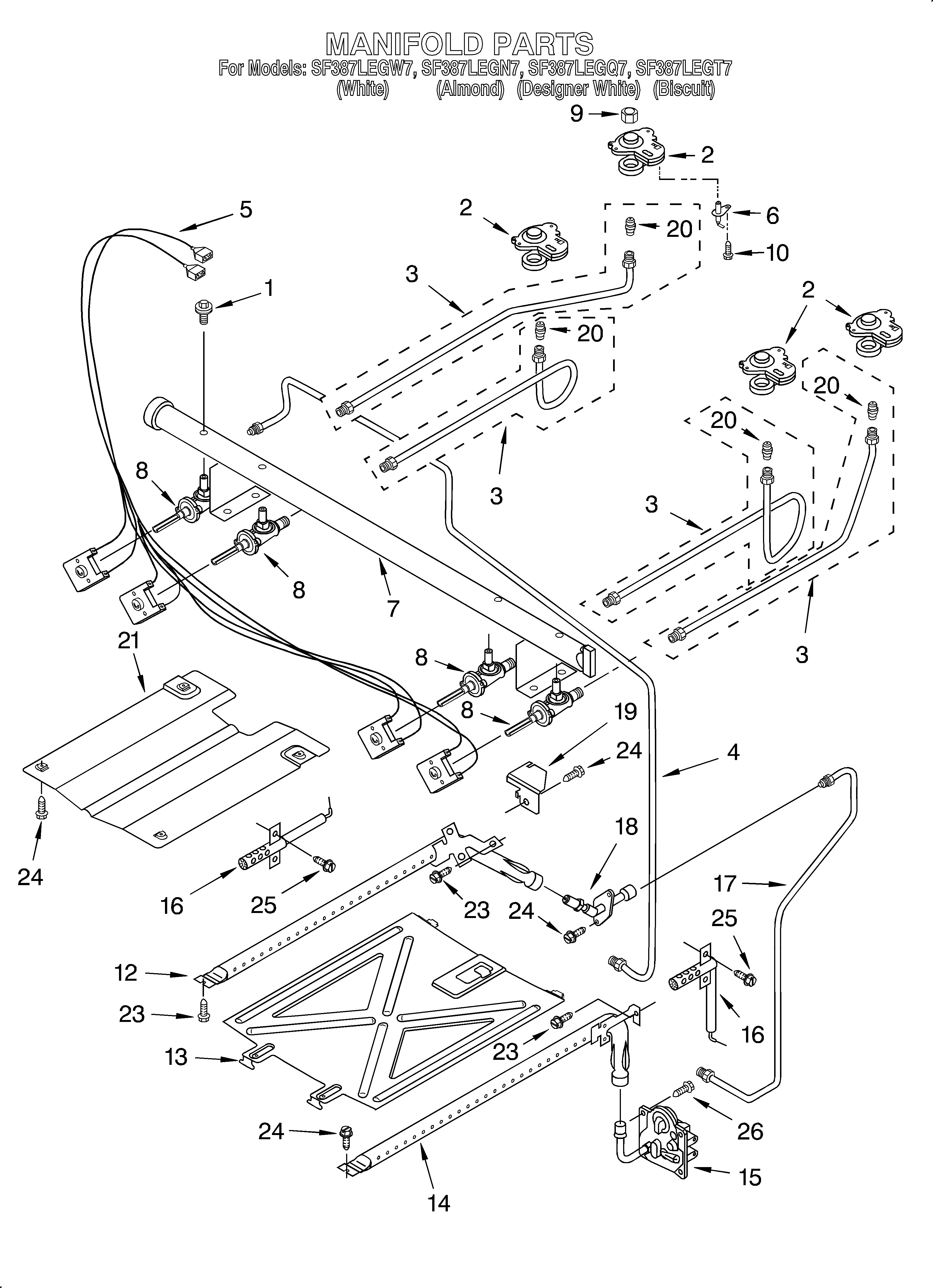 Whirlpool SF387LEGT7 manifold diagram