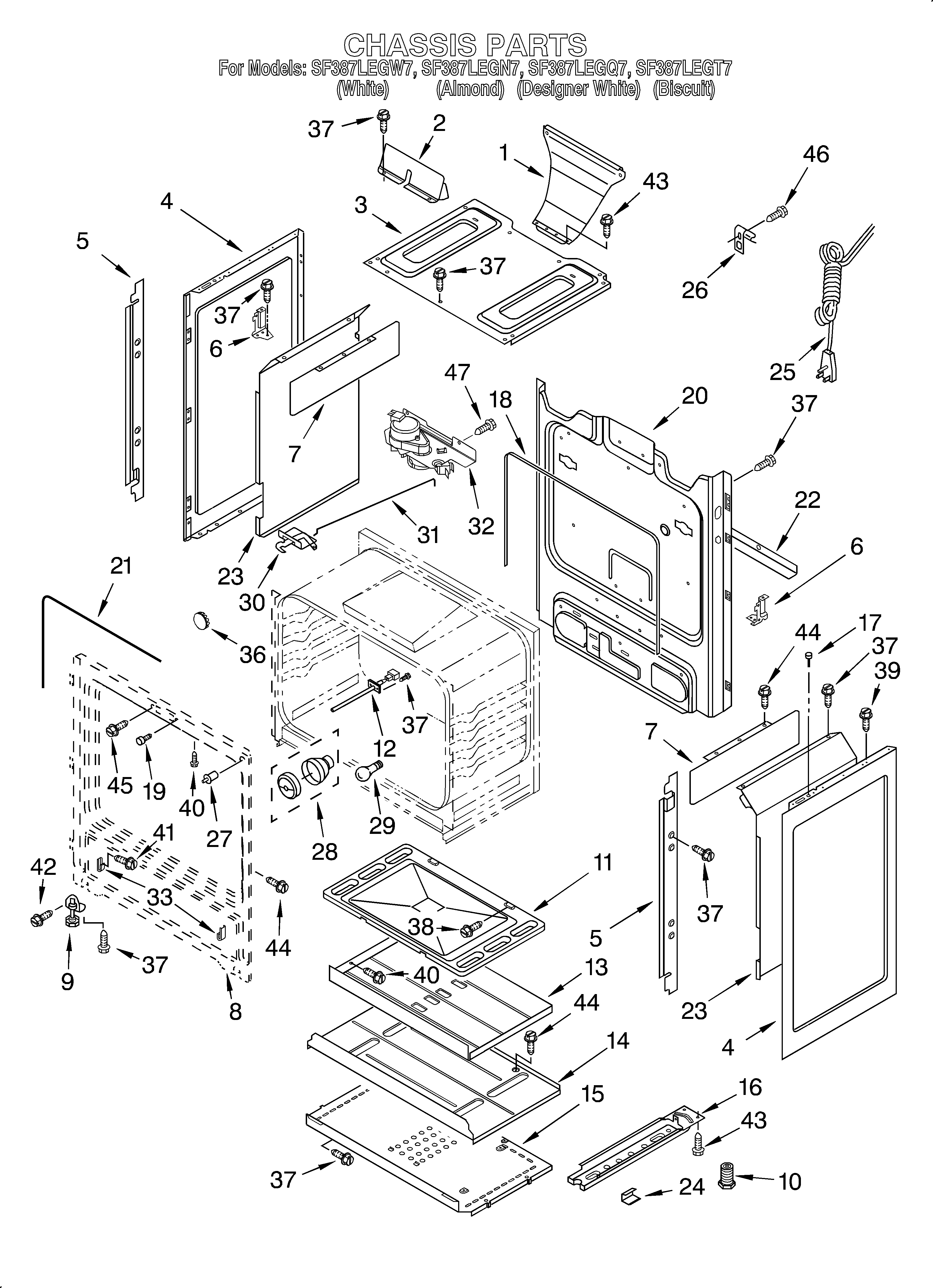 Whirlpool SF387LEGT7 chassis diagram