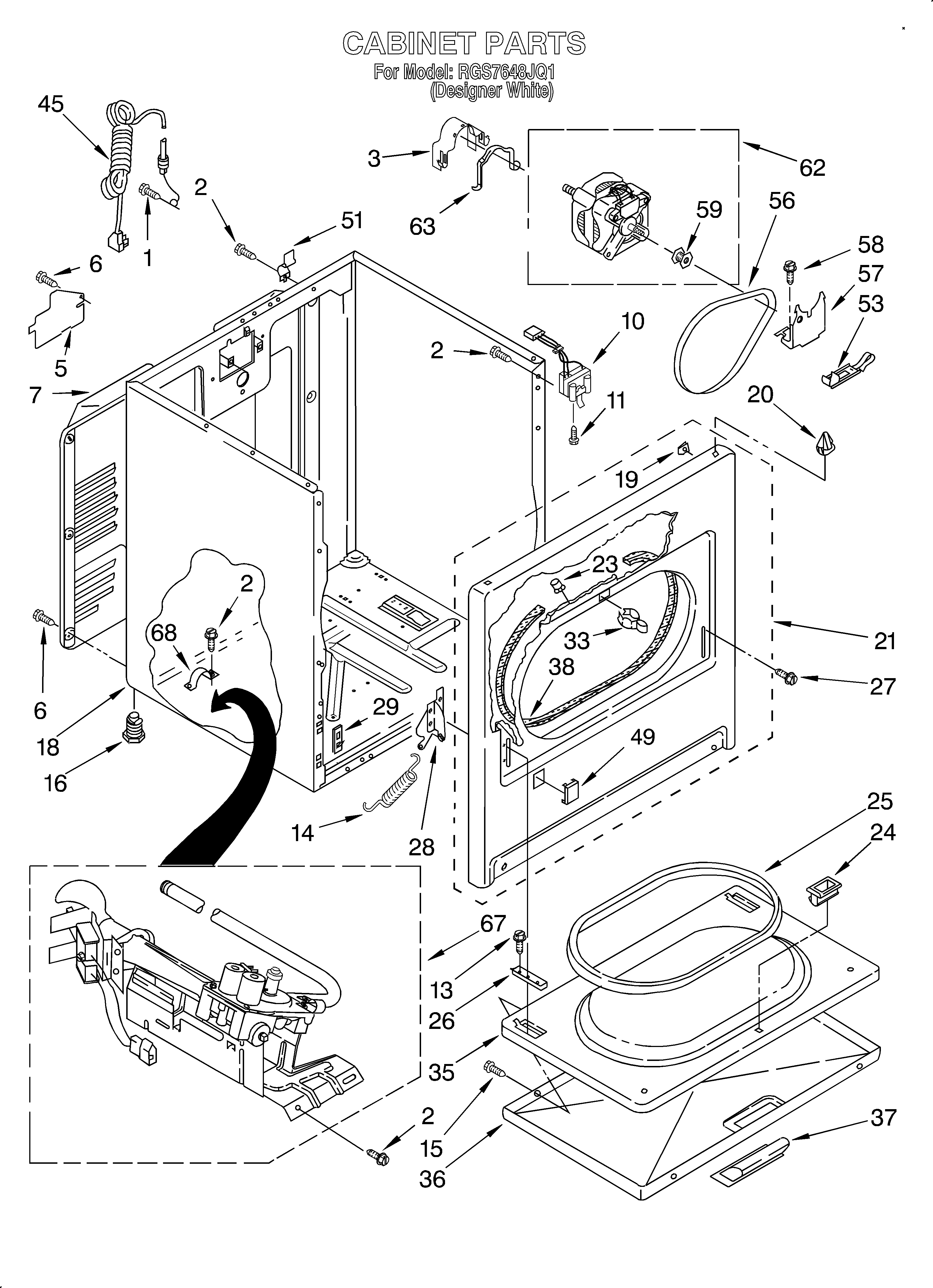 Roper RGS7648JQ1 cabinet diagram