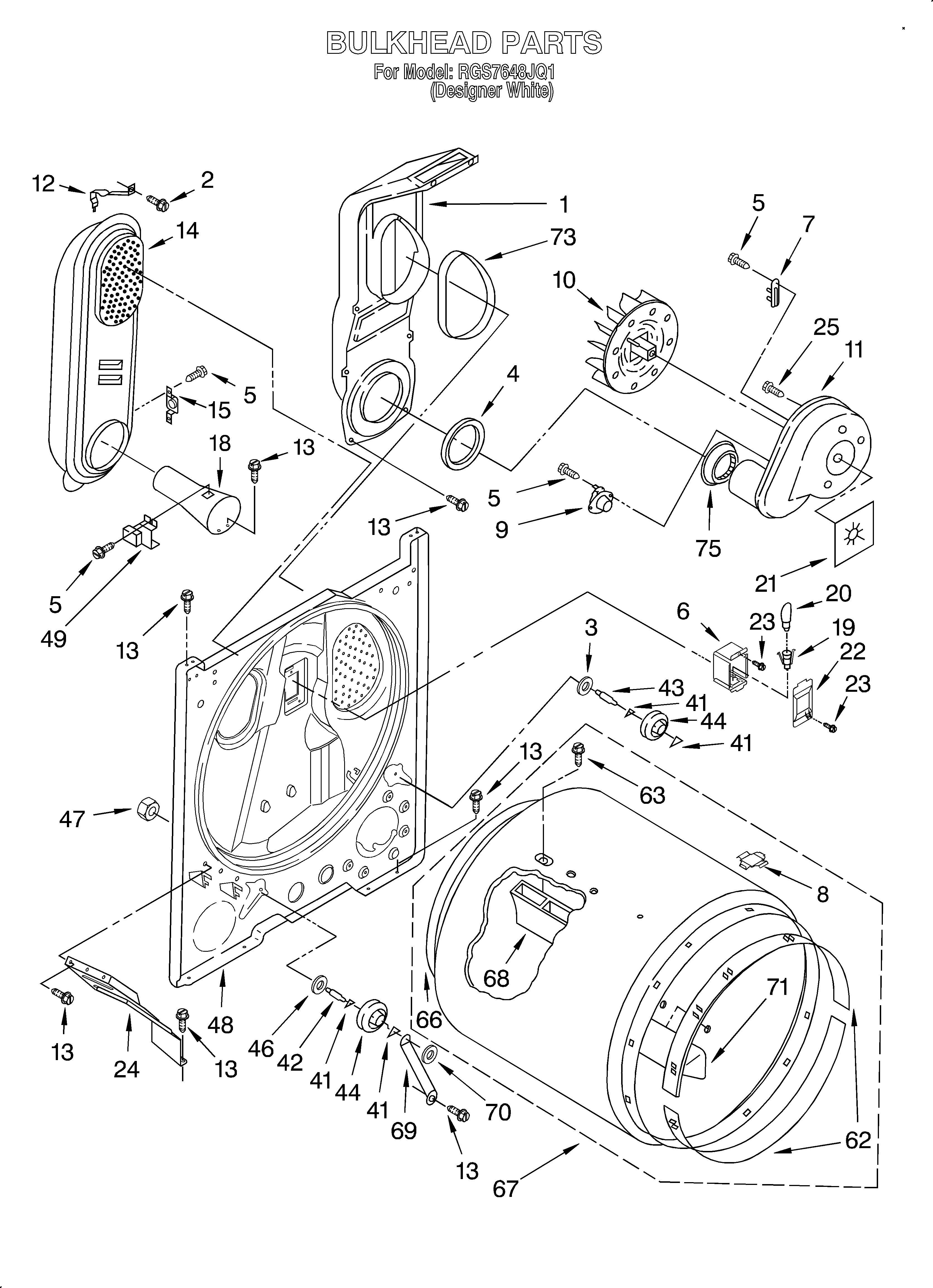 Roper RGS7648JQ1 bulkhead diagram