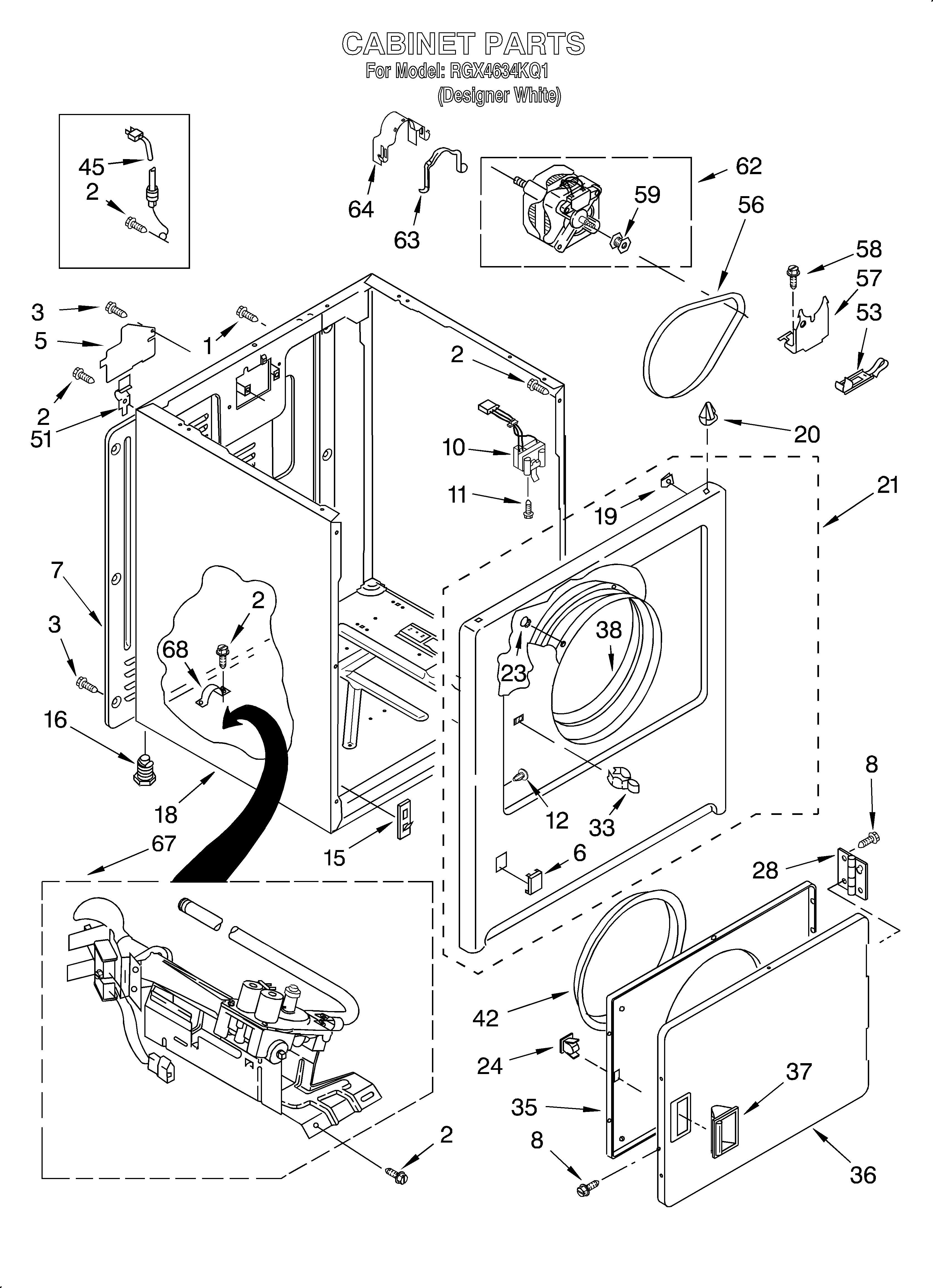 Roper RGX4634KQ1 cabinet diagram