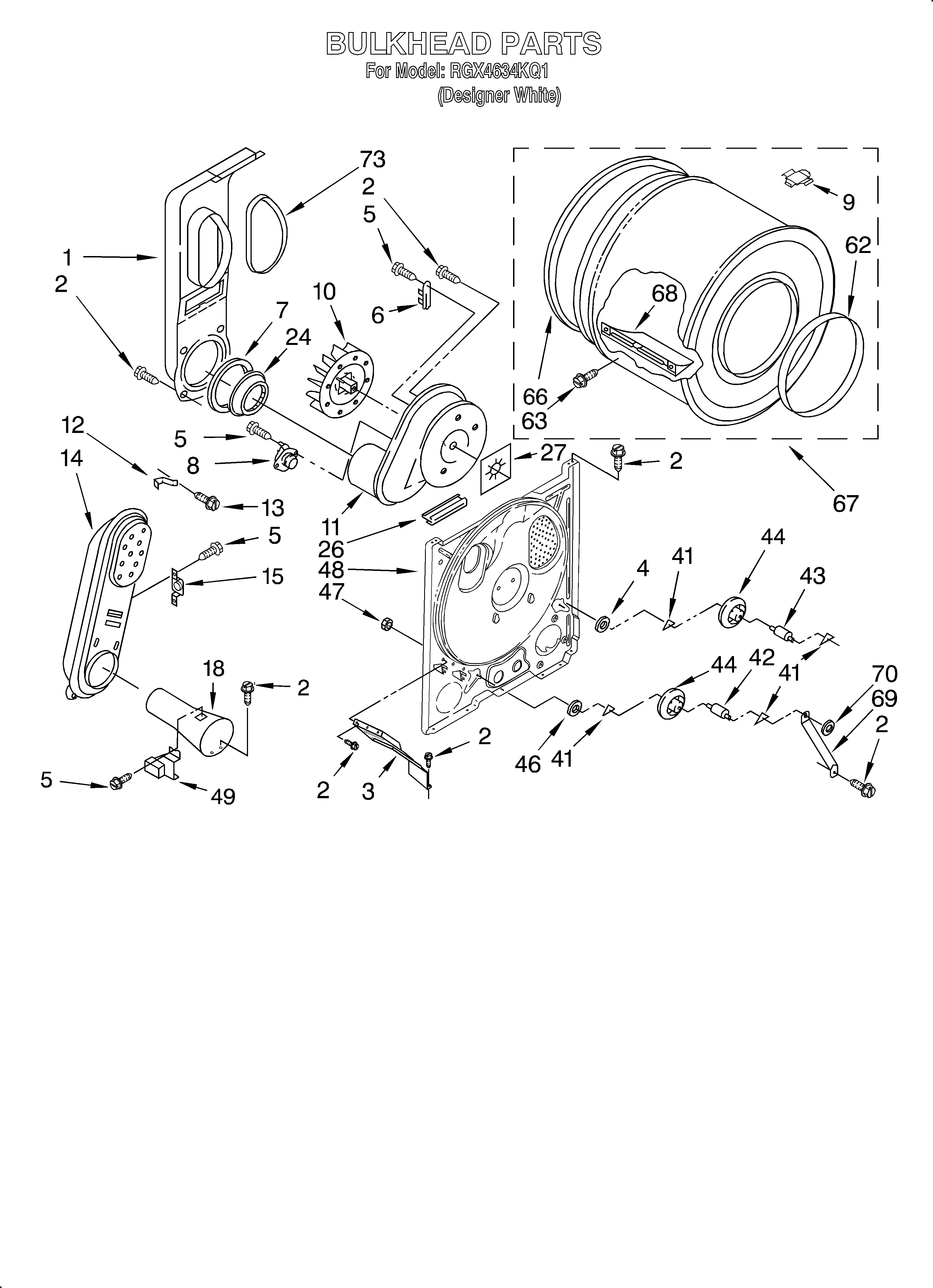 Roper RGX4634KQ1 bulkhead diagram