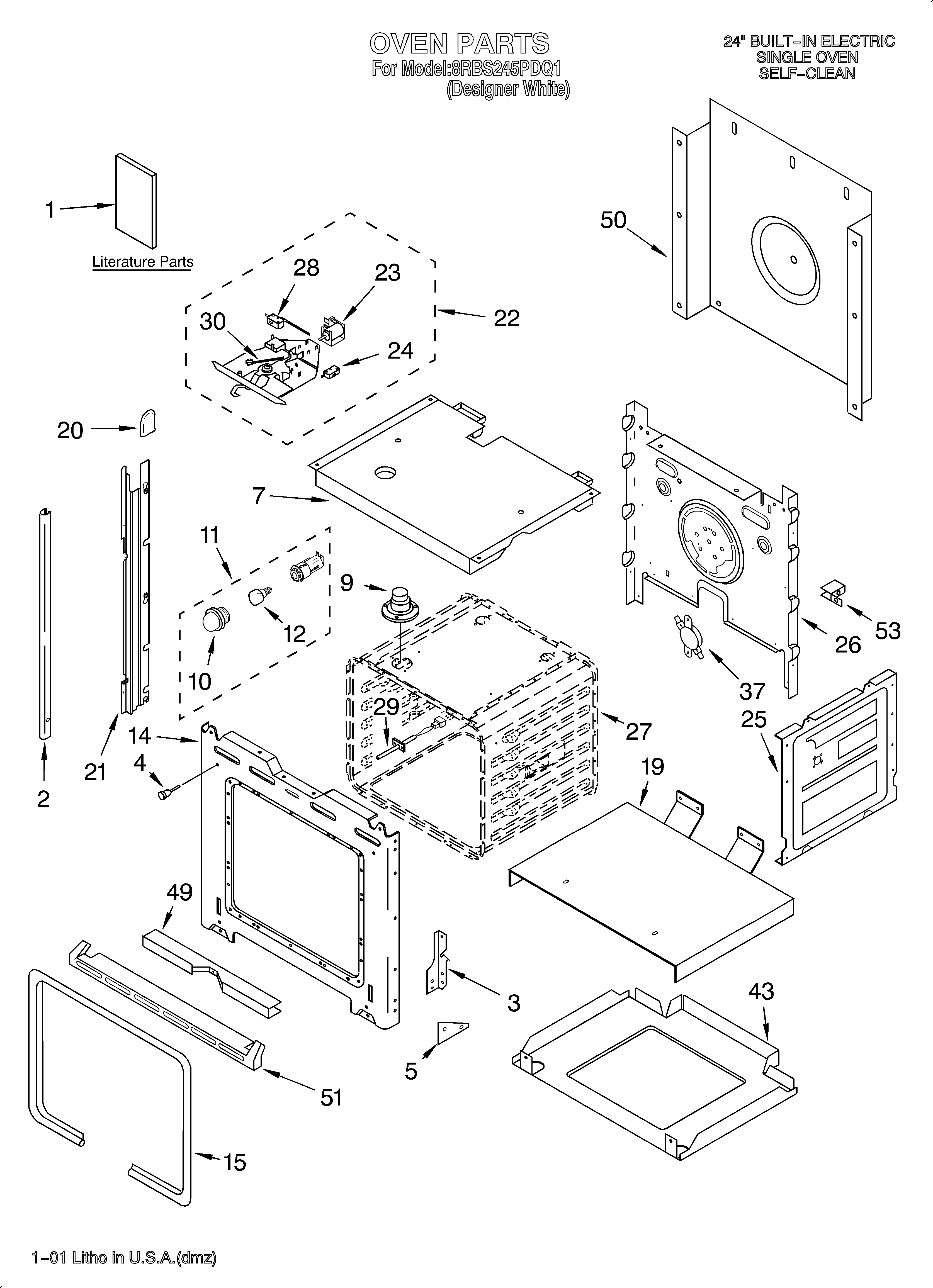 Whirlpool 8RBS245PDQ1 oven/literature diagram
