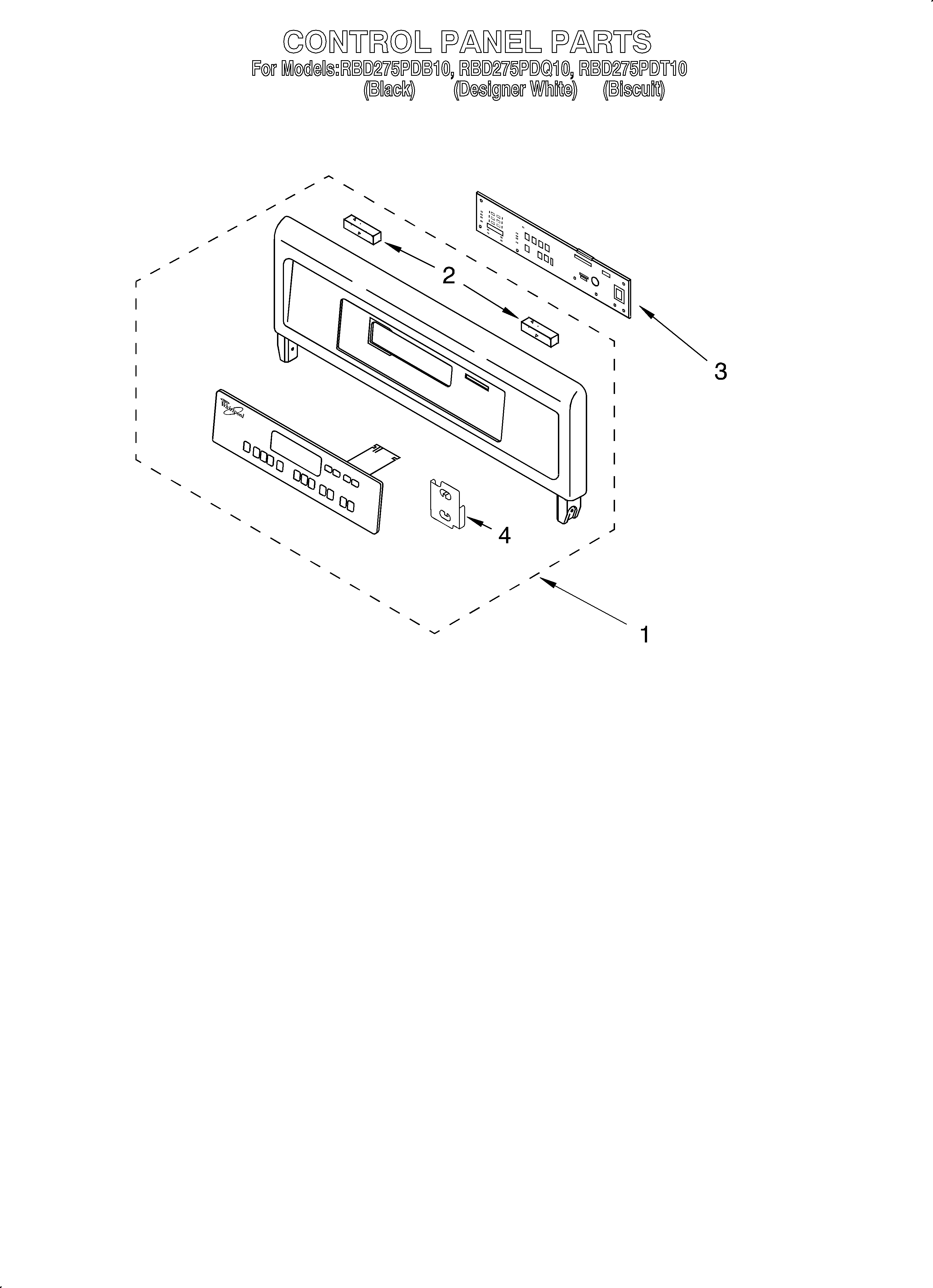Whirlpool RBD275PDT10 control panel diagram