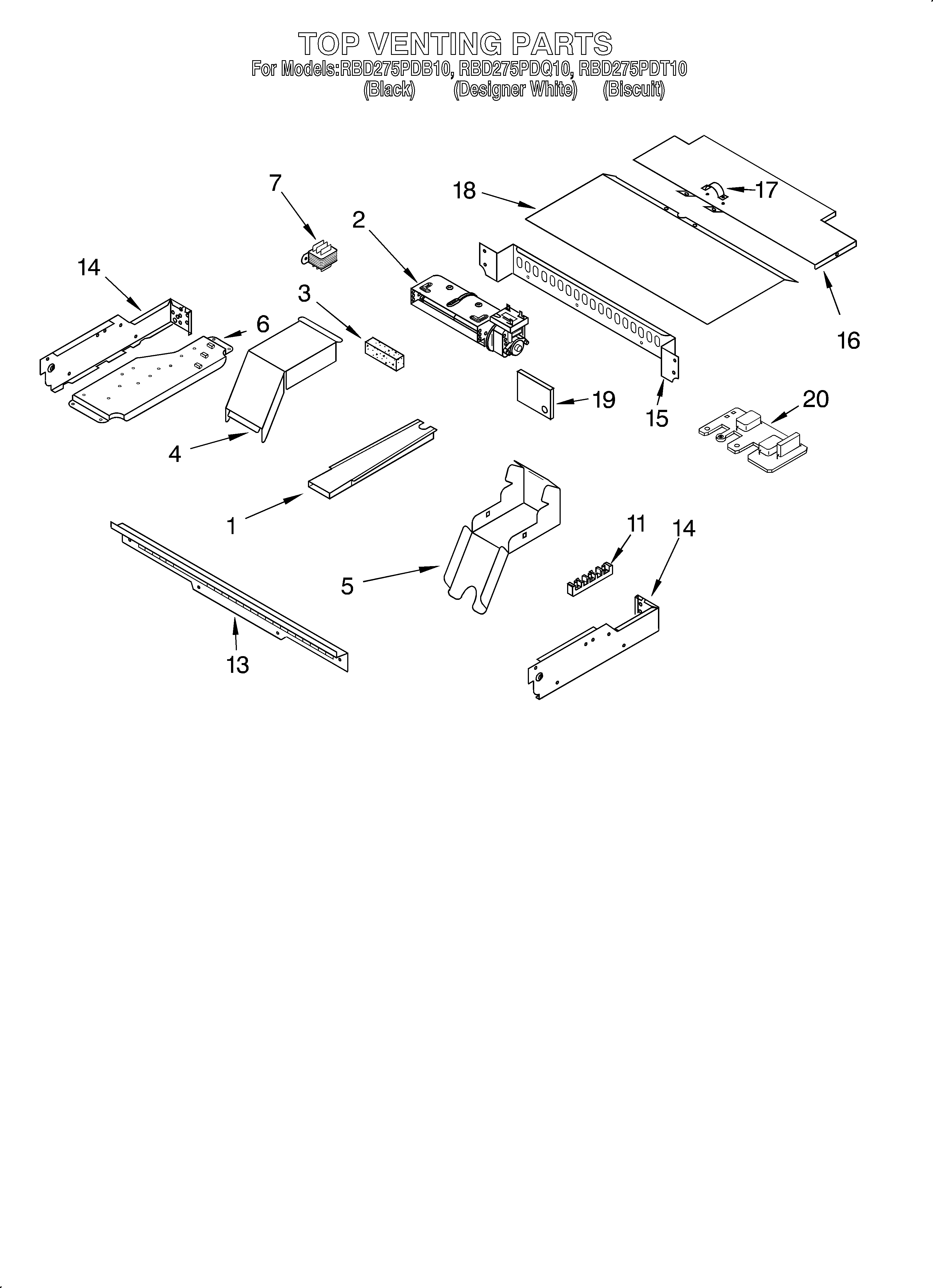 Whirlpool RBD275PDT10 top venting/optional diagram