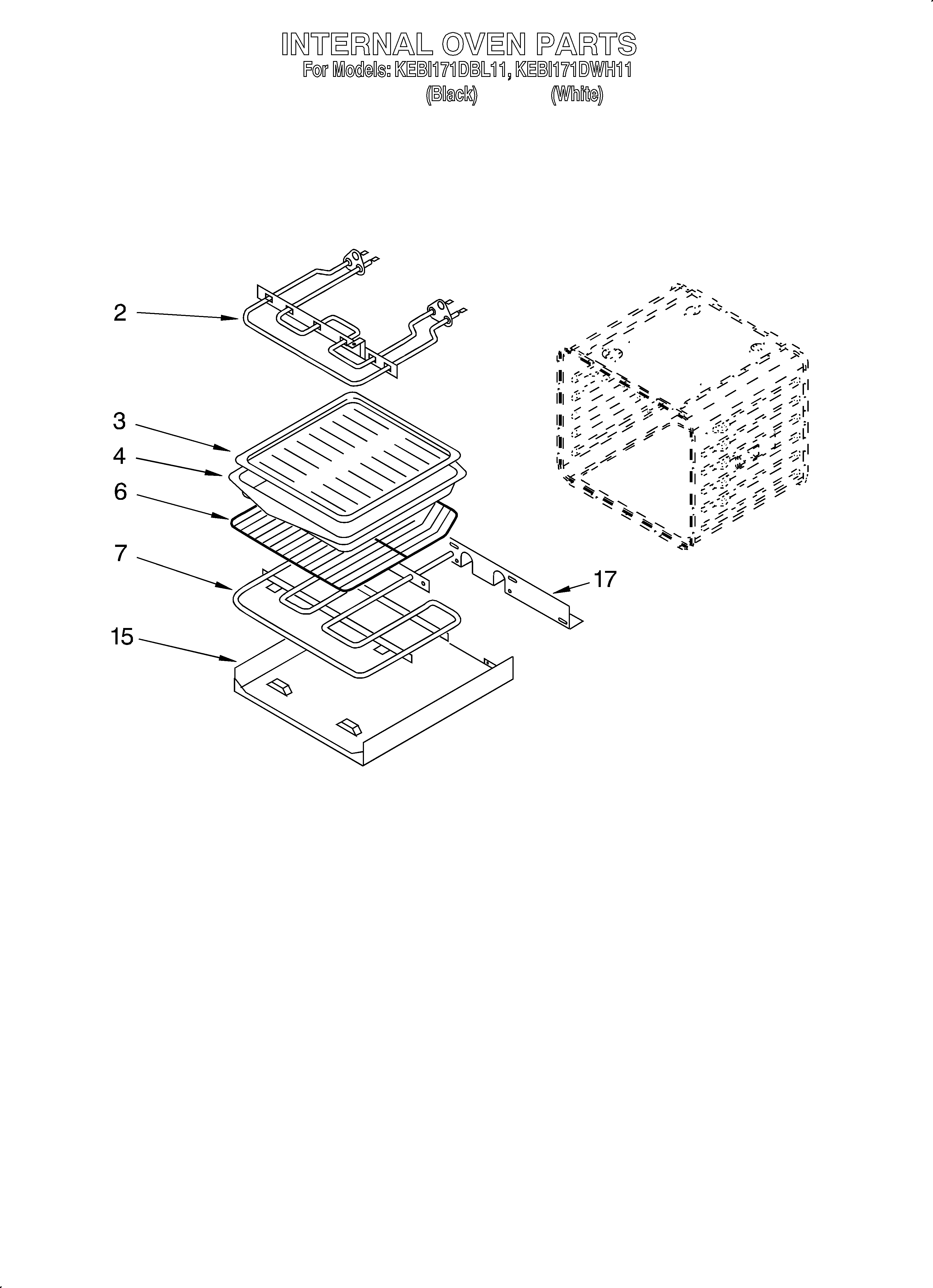 KitchenAid KEBI171DWH11 internal oven diagram