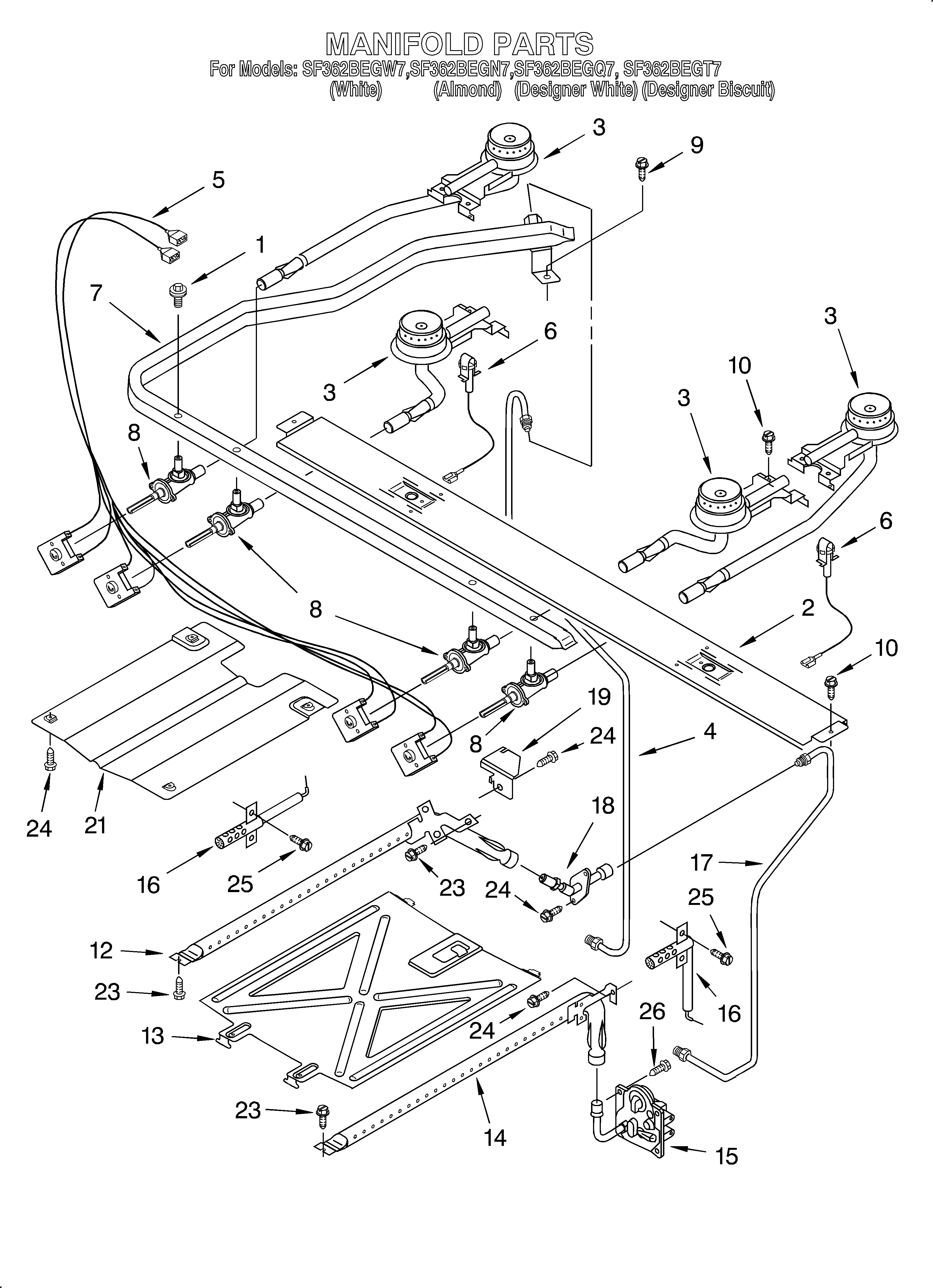 Whirlpool SF362BEGQ7 manifold diagram