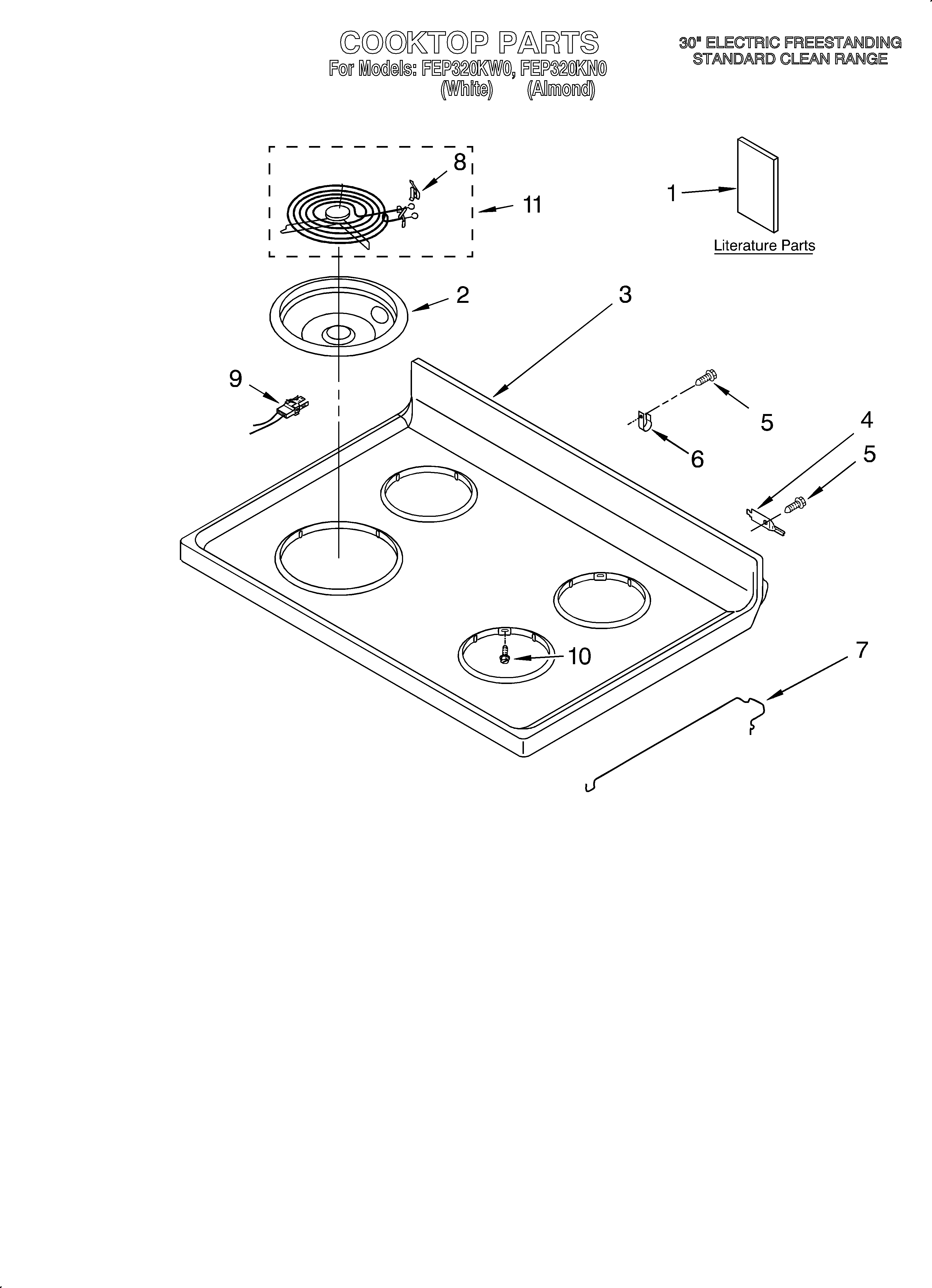 Roper FEP320KW0 oven/literature diagram