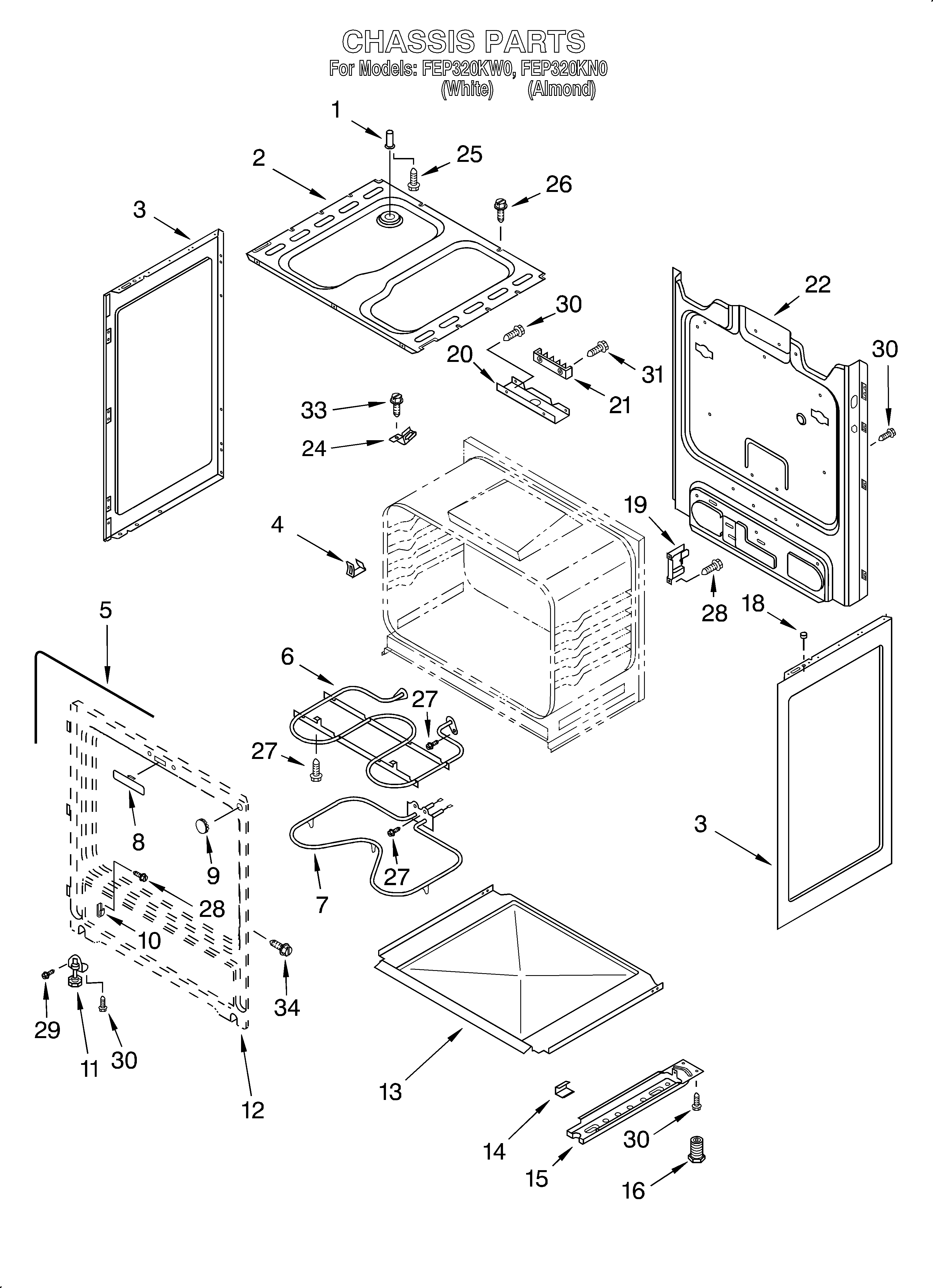 Roper FEP320KW0 chassis diagram
