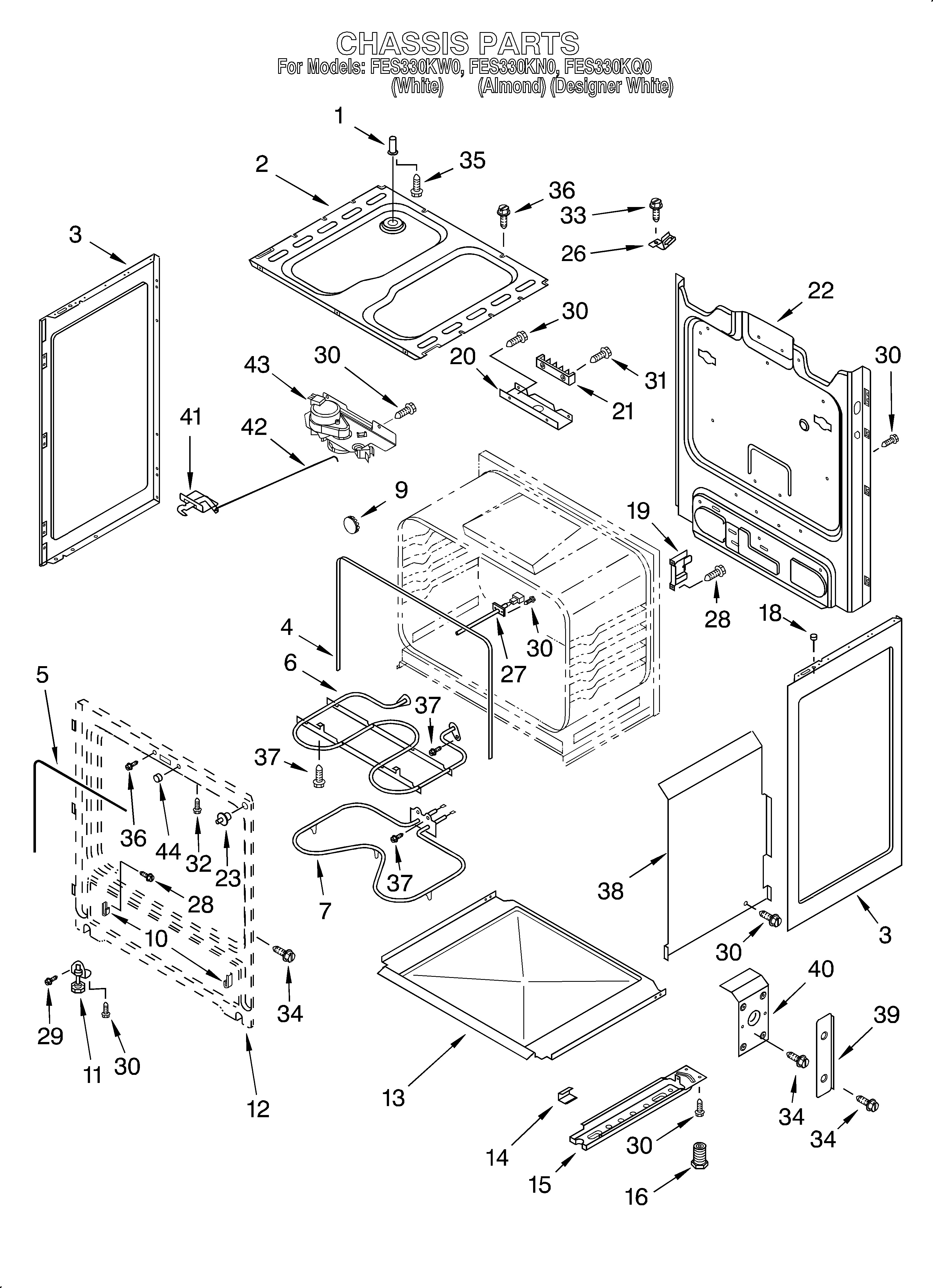 Roper FES330KW0 chassis diagram