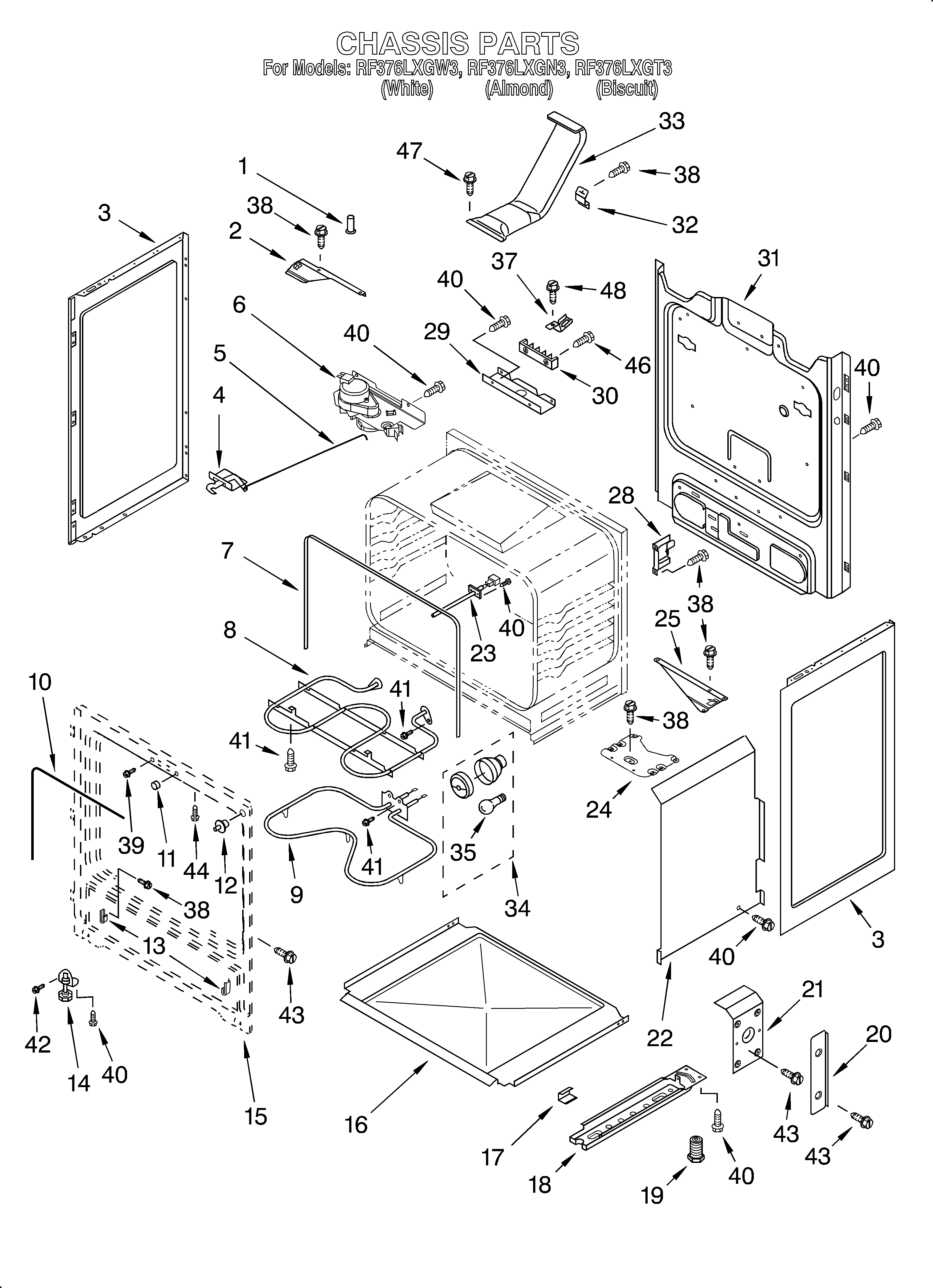Whirlpool RF376LXGN3 chassis diagram