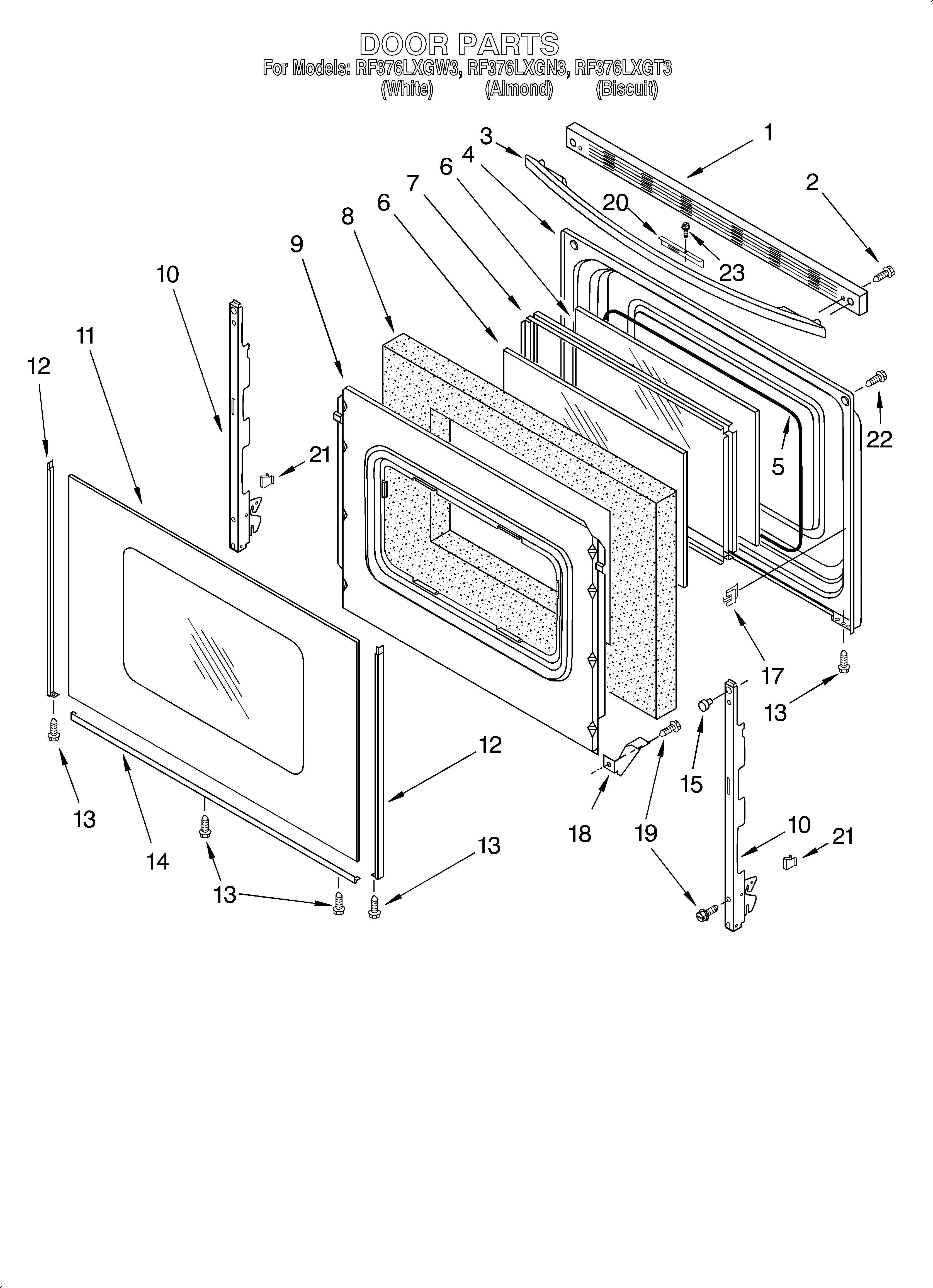 Whirlpool RF376LXGN3 door/optional diagram