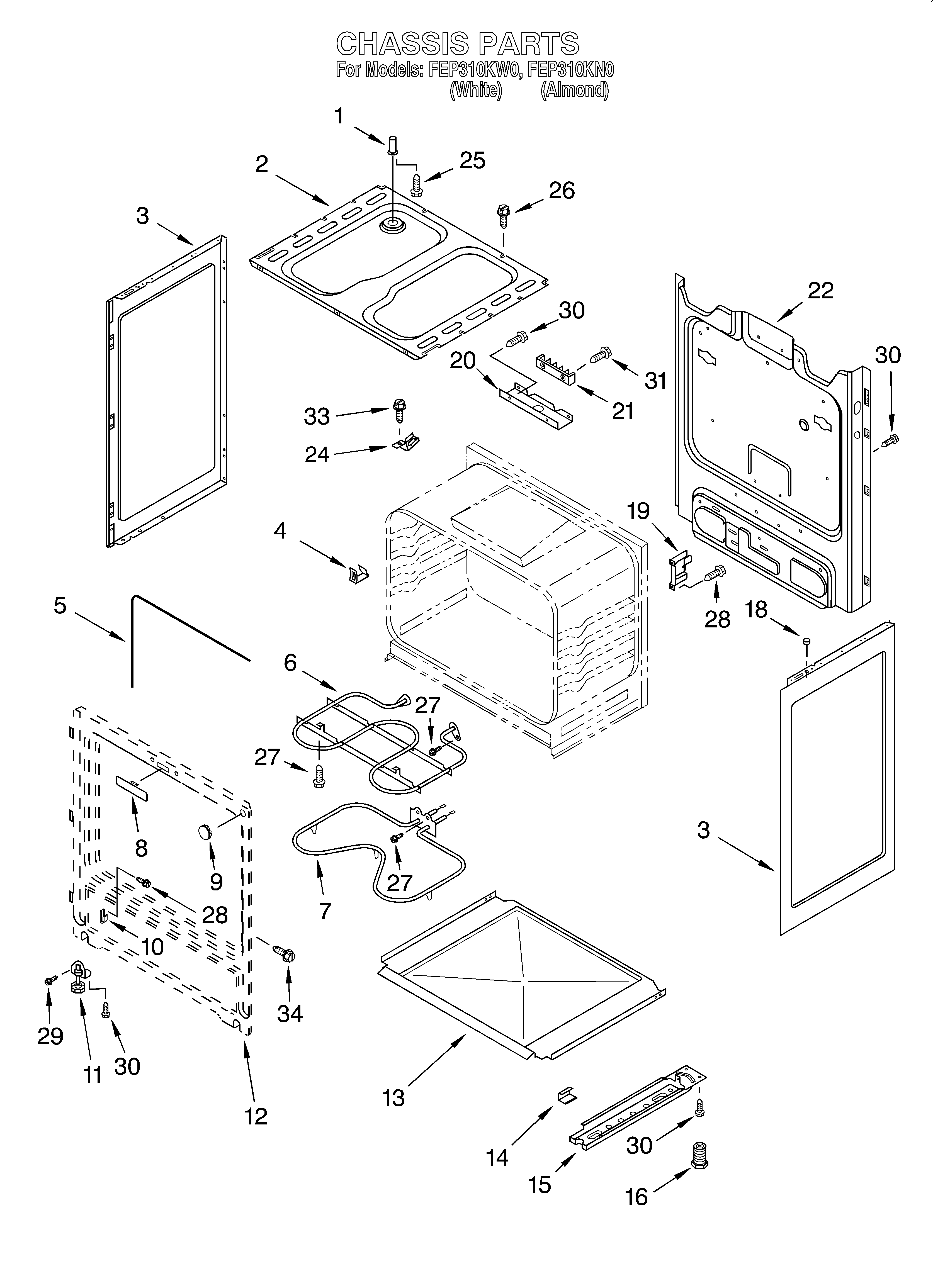 Roper FEP310KW0 chassis diagram