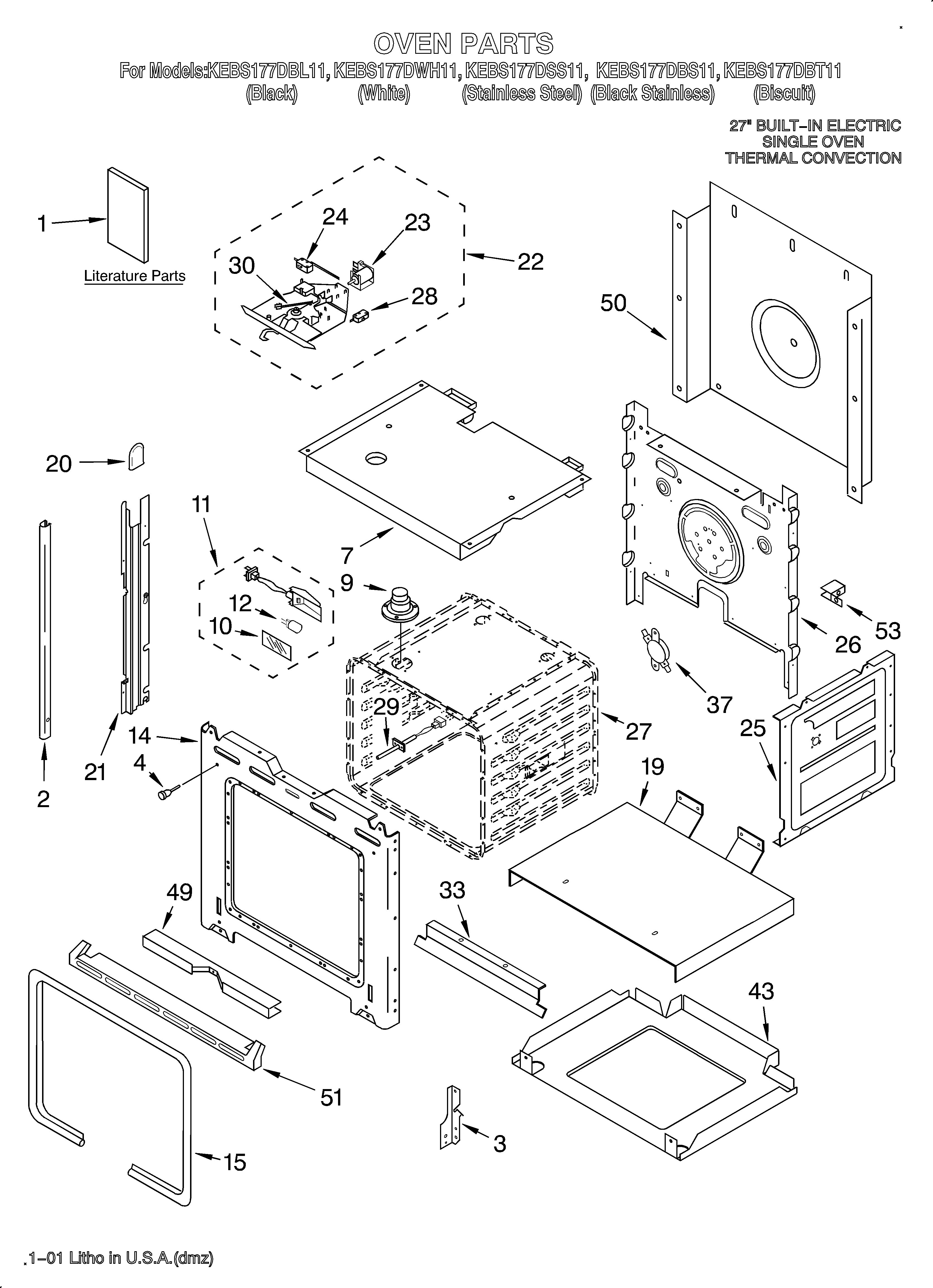 KitchenAid KEBS177DBL11 oven/literature diagram