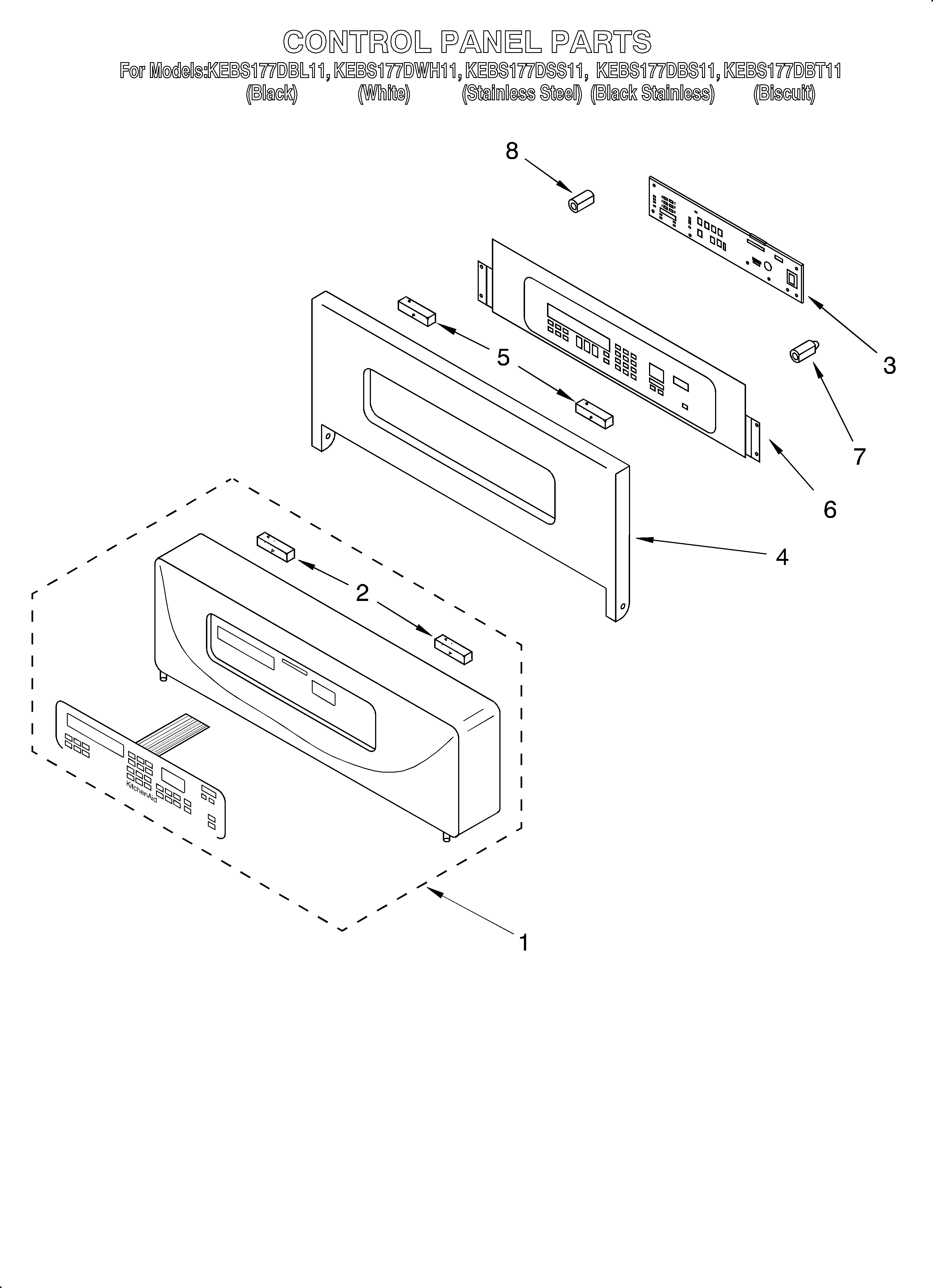 KitchenAid KEBS177DBL11 control panel diagram
