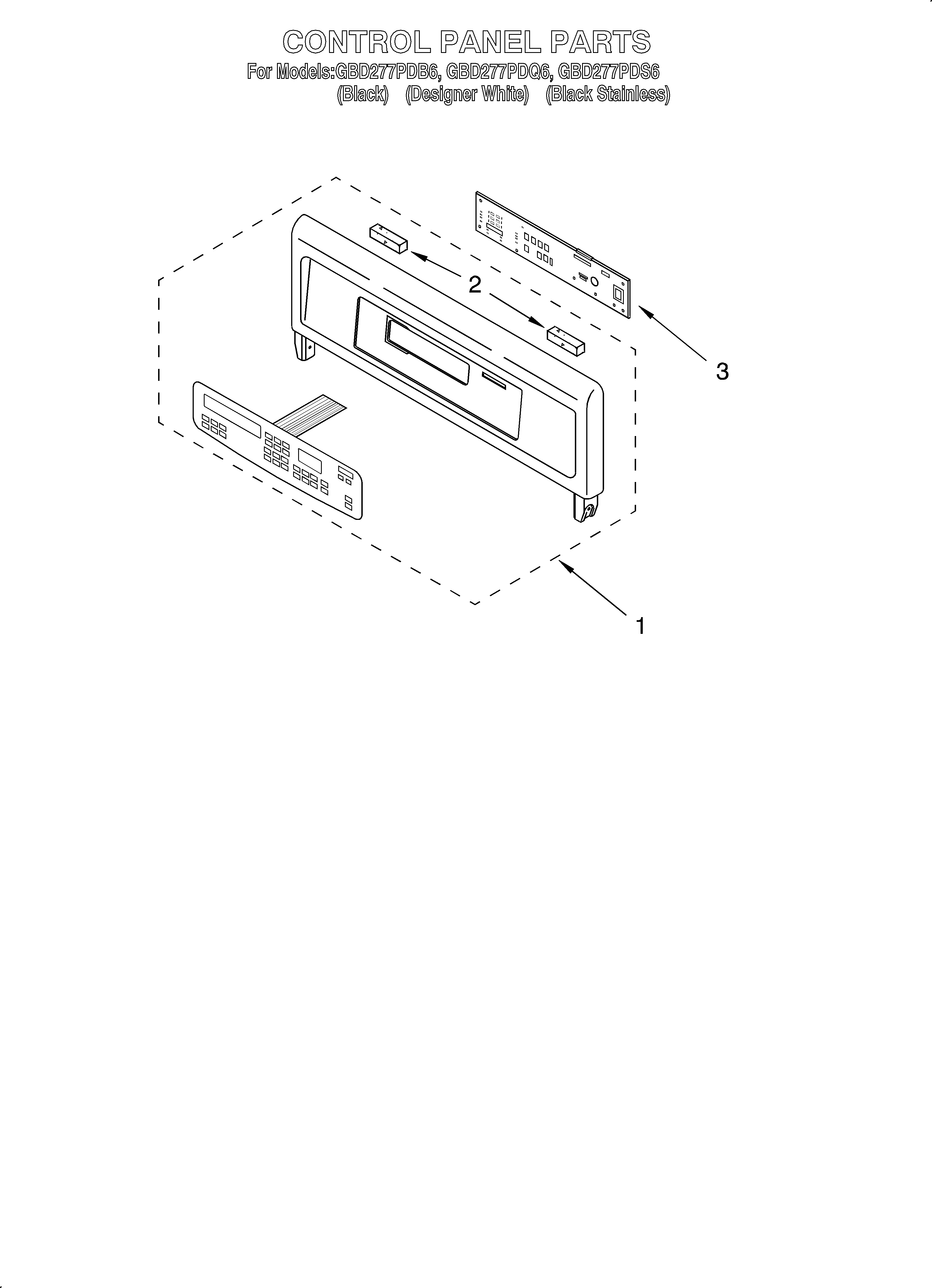 Whirlpool GBD277PDS6 control panel diagram