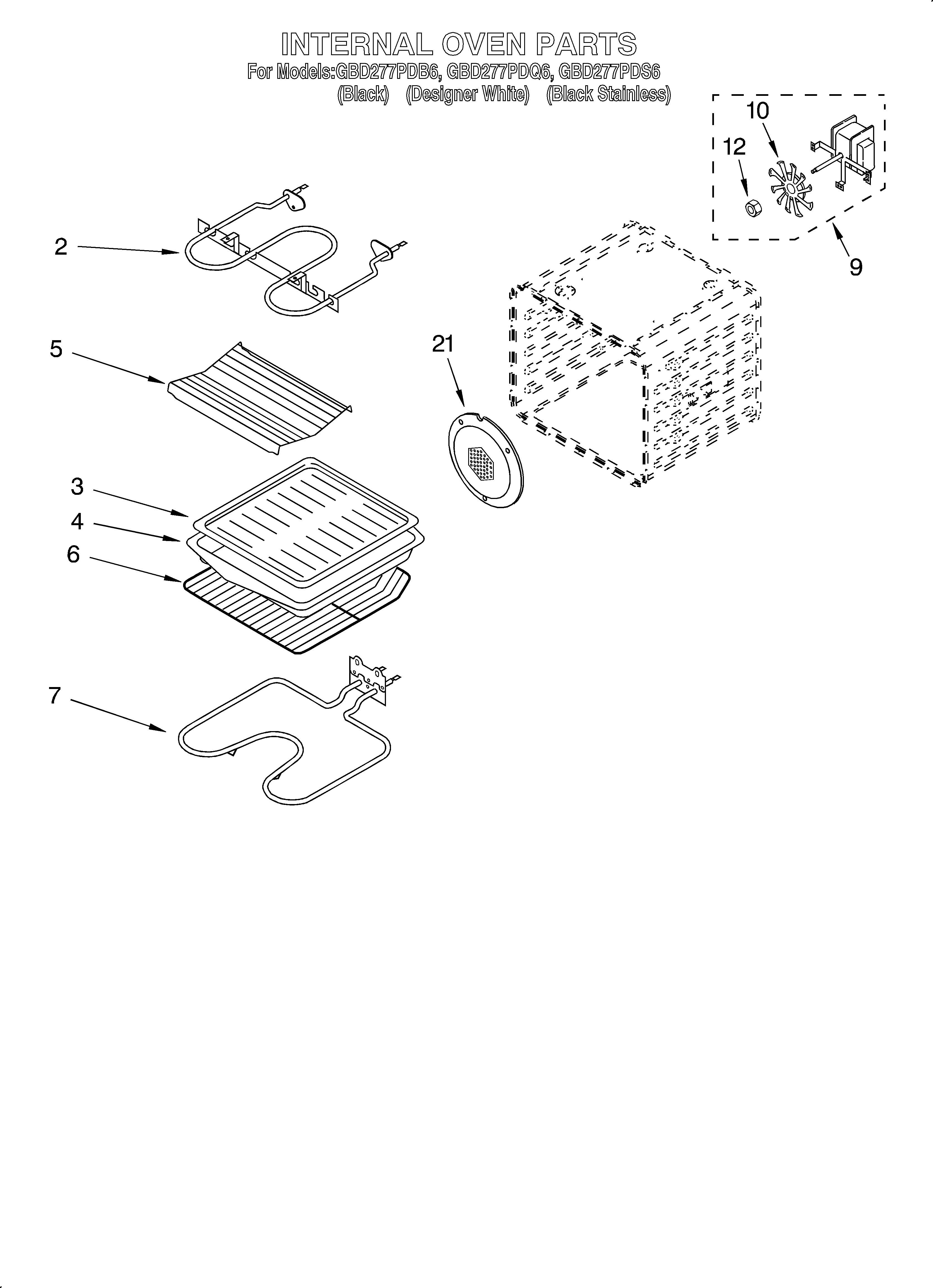 Whirlpool GBD277PDS6 internal oven diagram