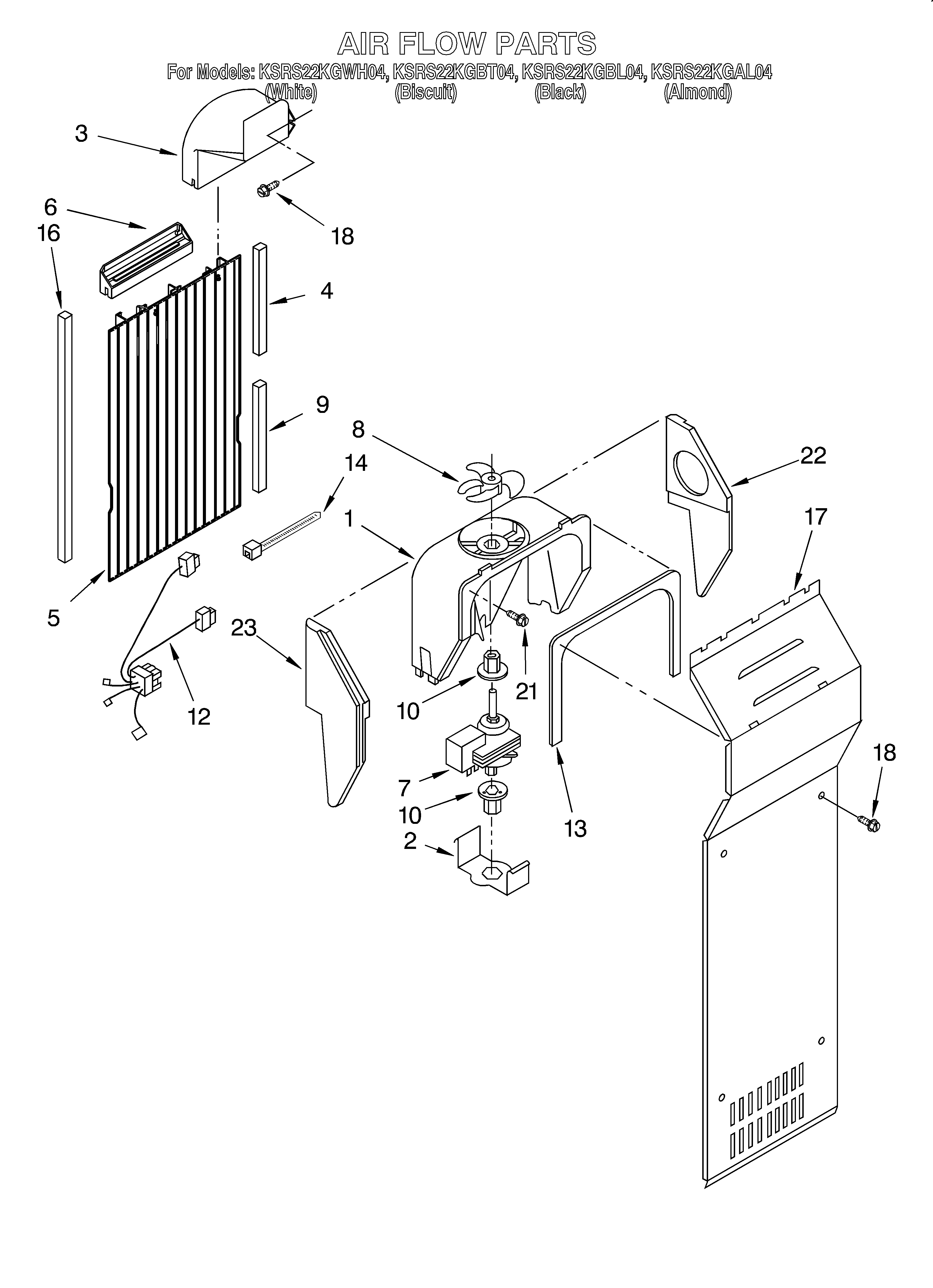 KitchenAid KSRS22KGWH04 air flow diagram