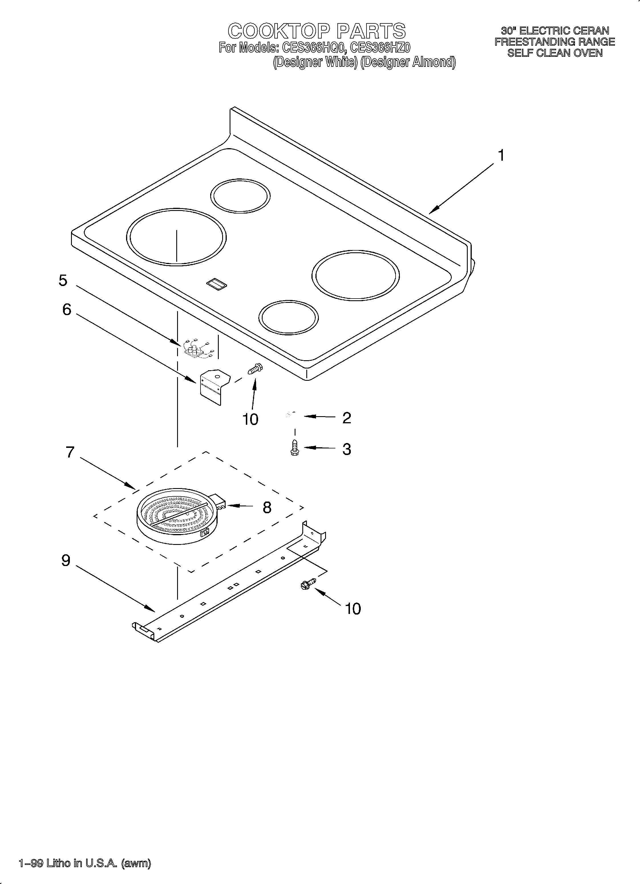 Whirlpool CES366HZ0 cooktop diagram