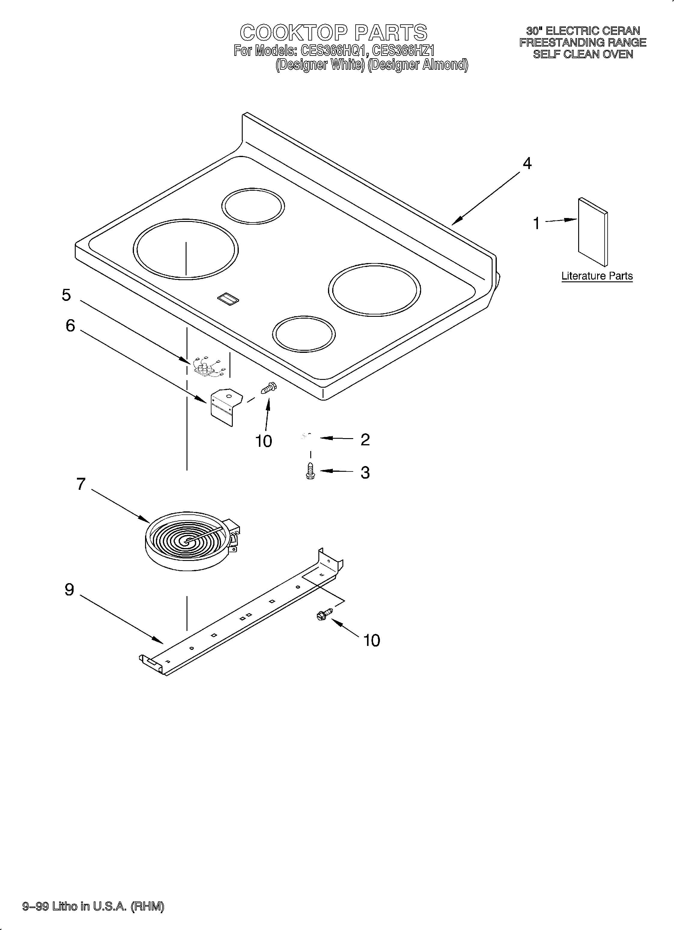 Whirlpool CES366HZ1 cooktop/literature diagram