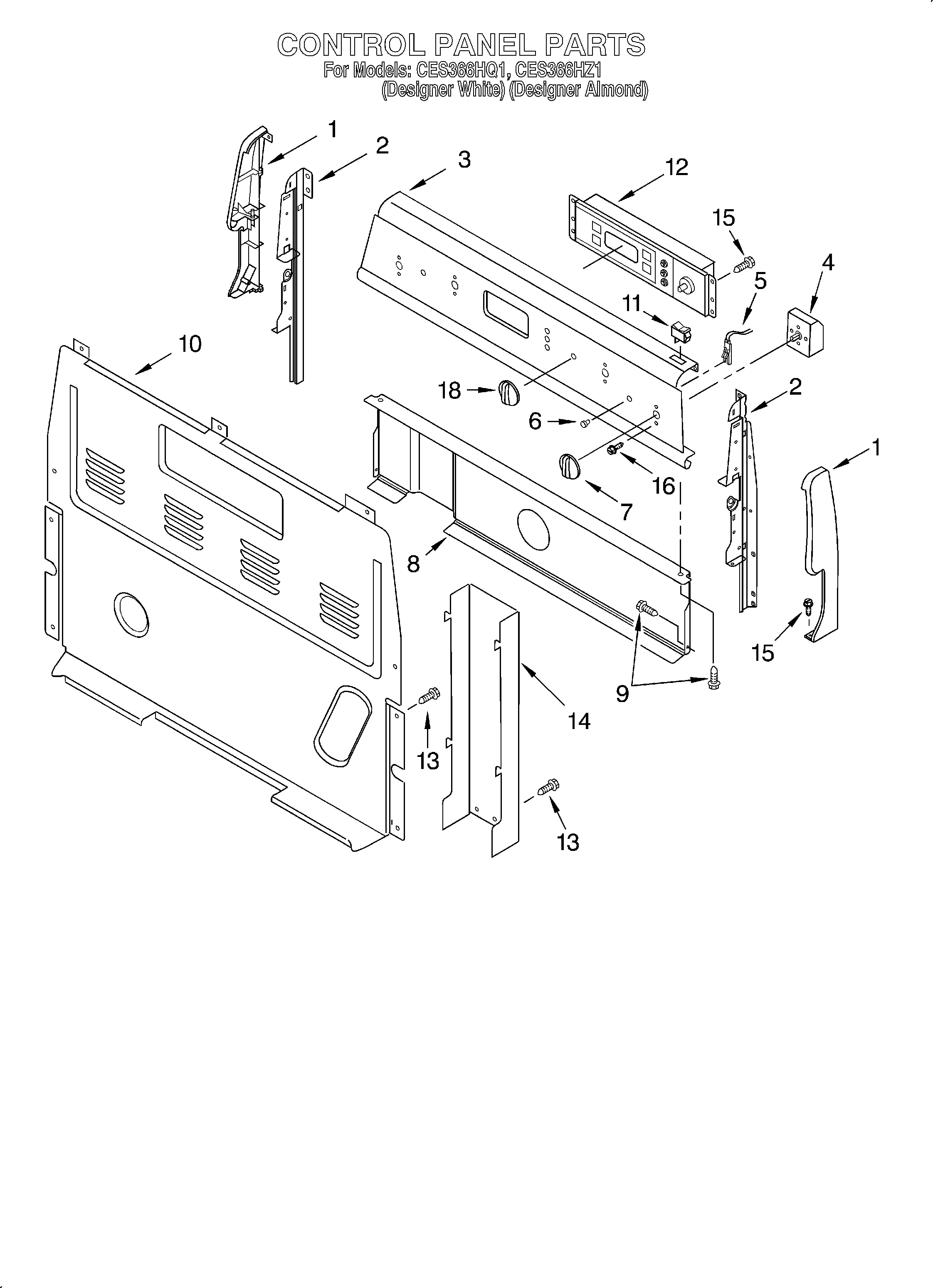 Whirlpool CES366HZ1 control panel diagram