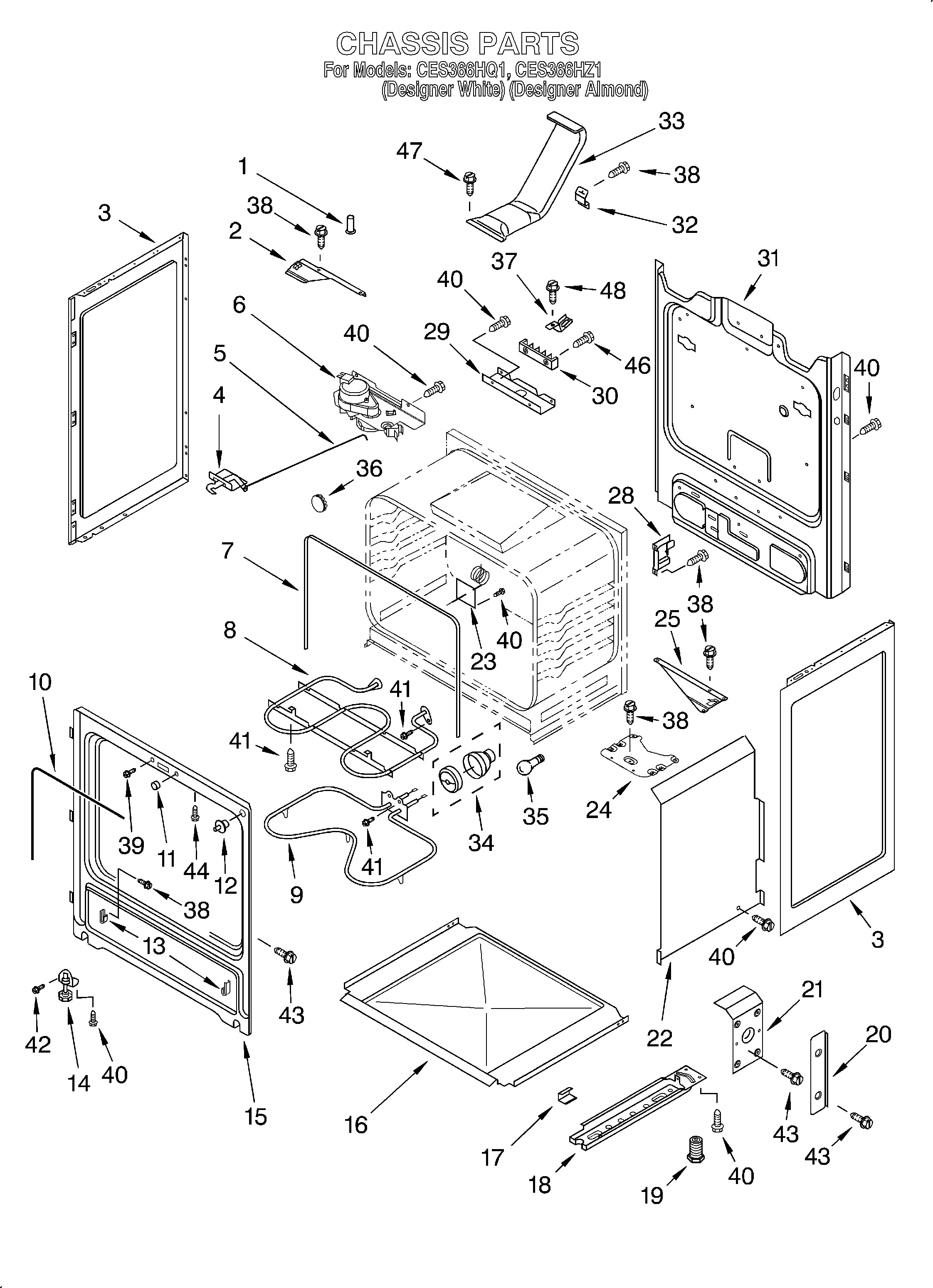 Whirlpool CES366HZ1 chassis diagram