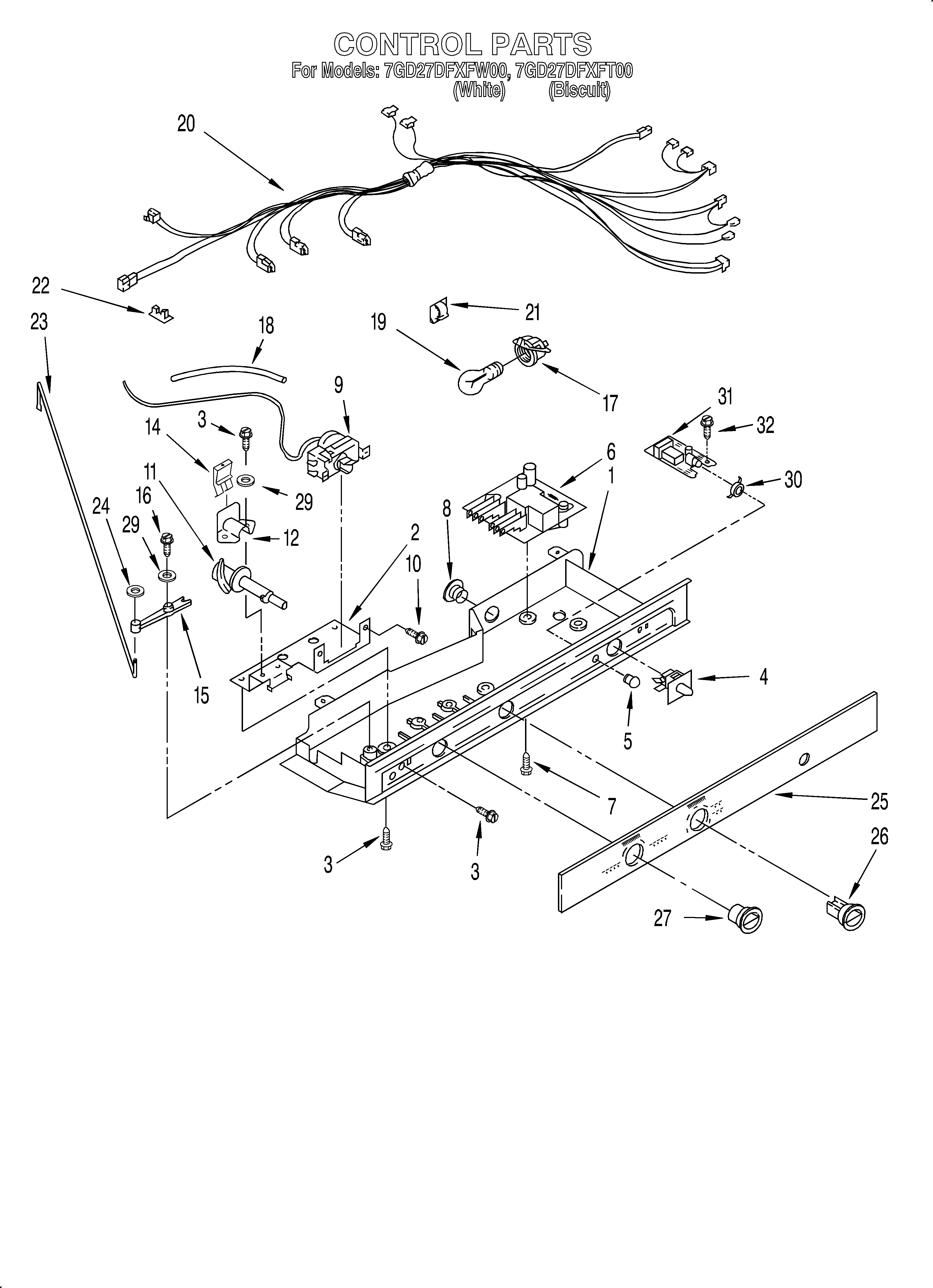 Whirlpool 7GD27DFXFT00 control diagram