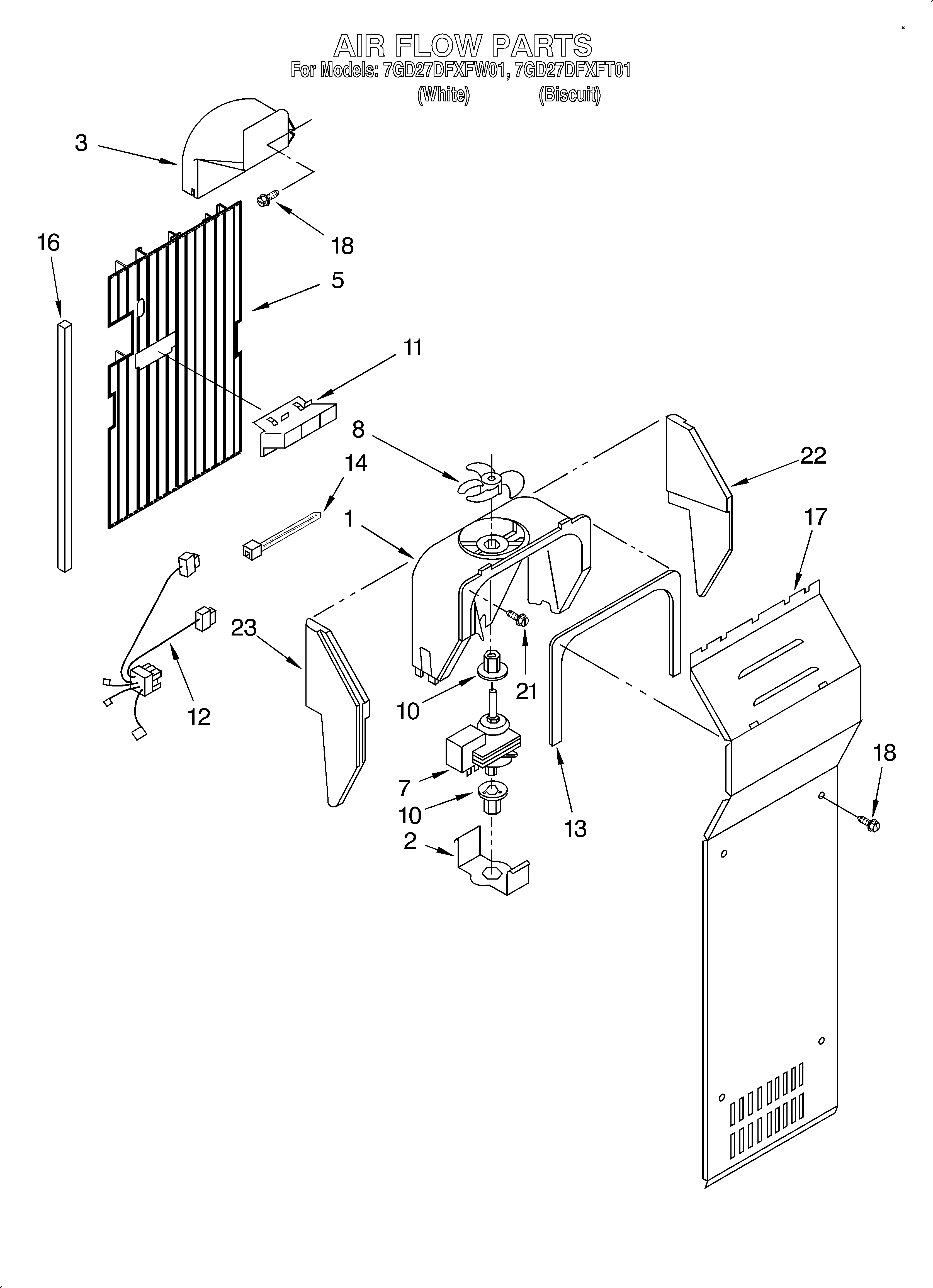 Whirlpool 7GD27DFXFT01 air flow diagram