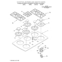KitchenAid KGCT366GWH1 cooktop, burner and grate diagram