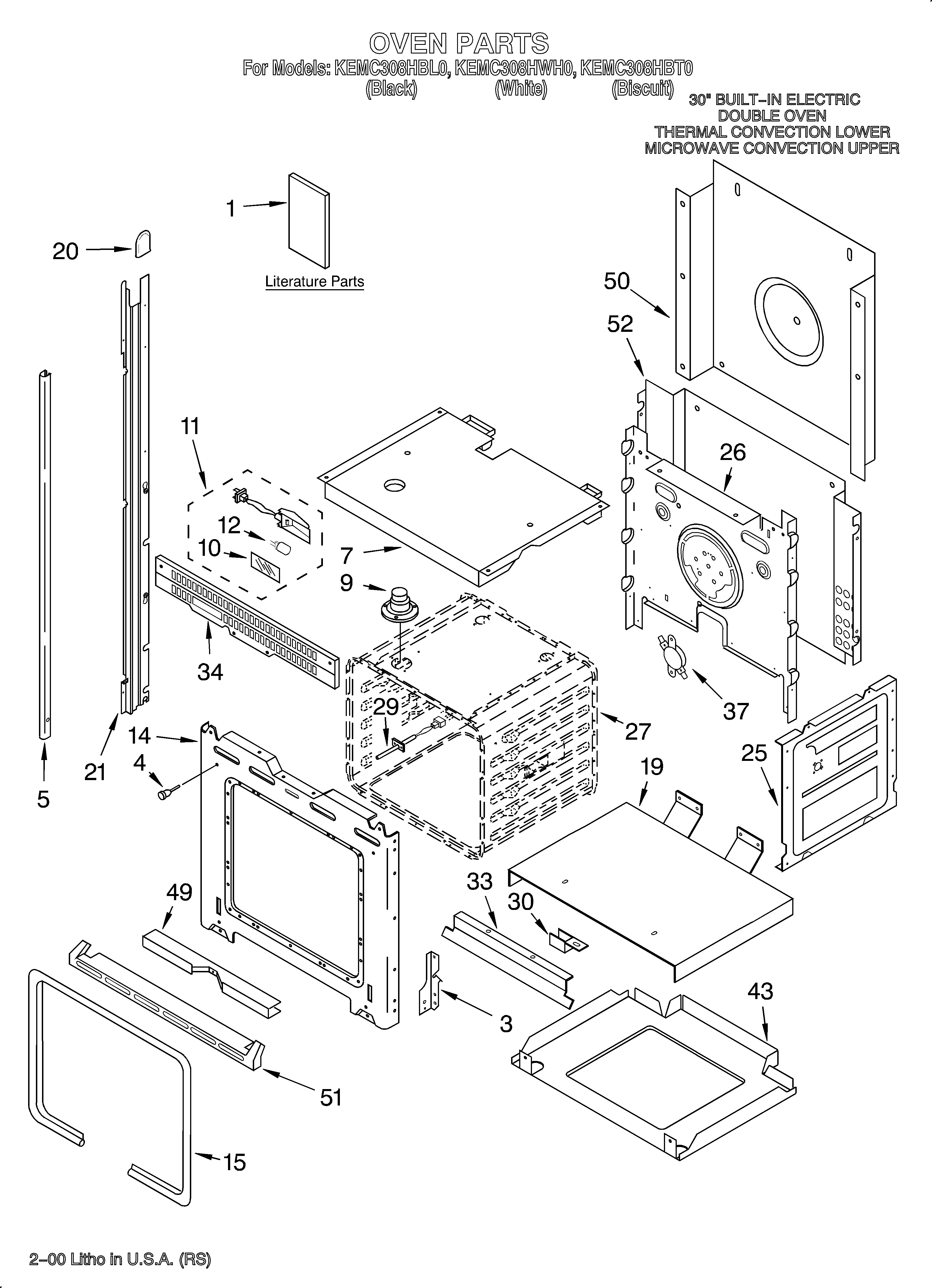 KitchenAid KEMC308HWH0 oven/literature diagram