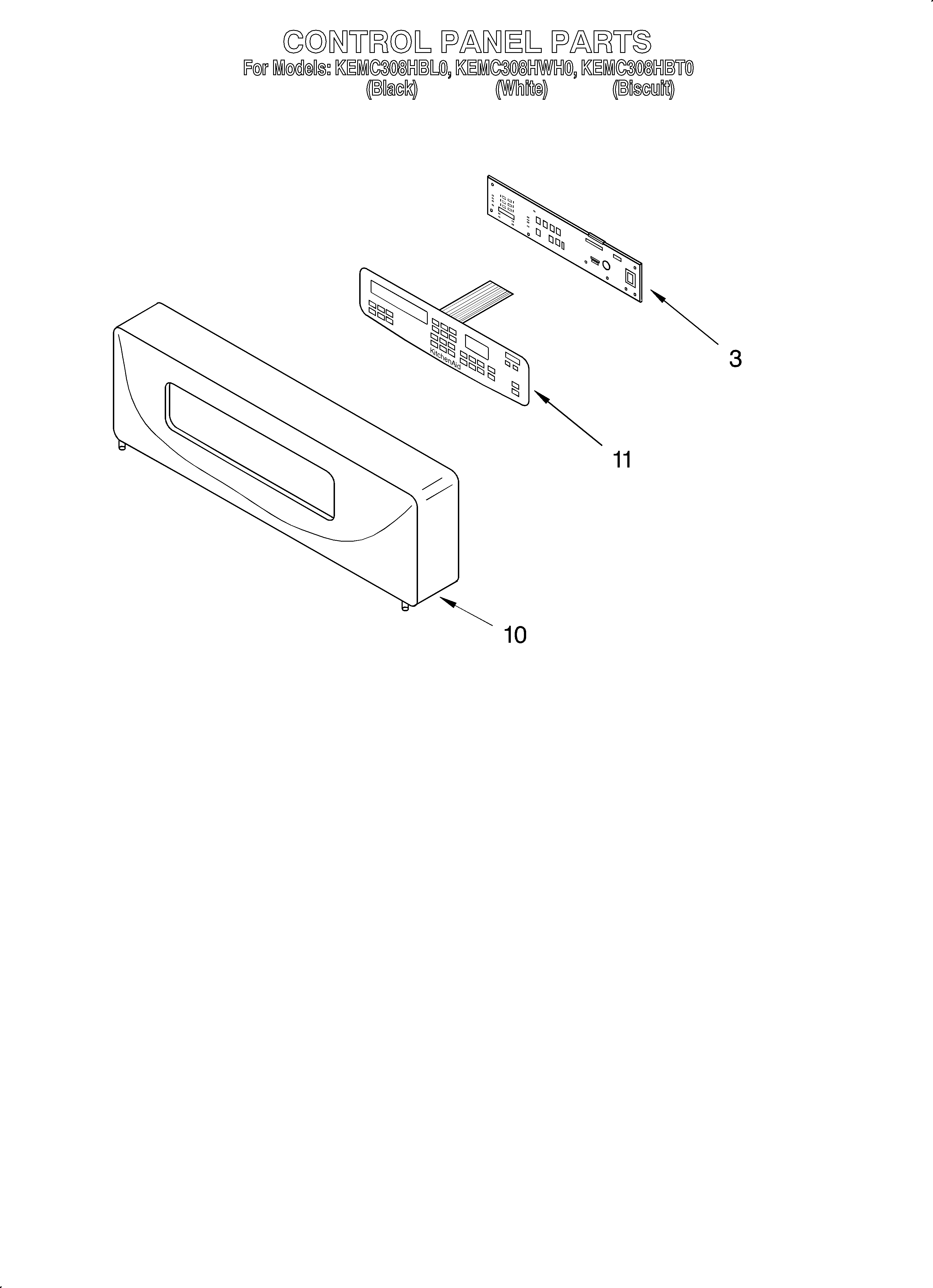 KitchenAid KEMC308HWH0 control panel diagram