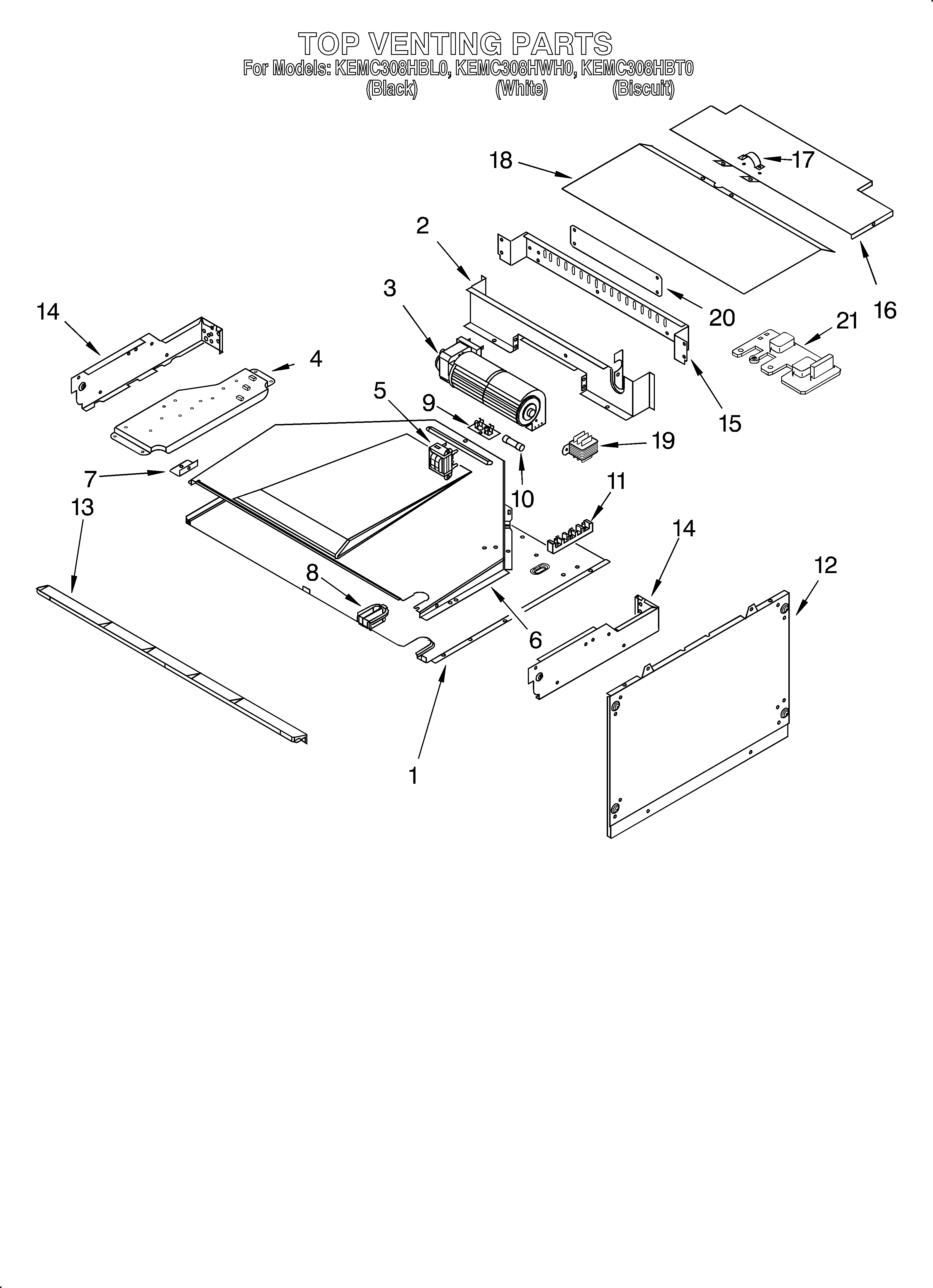 KitchenAid KEMC308HWH0 top venting diagram