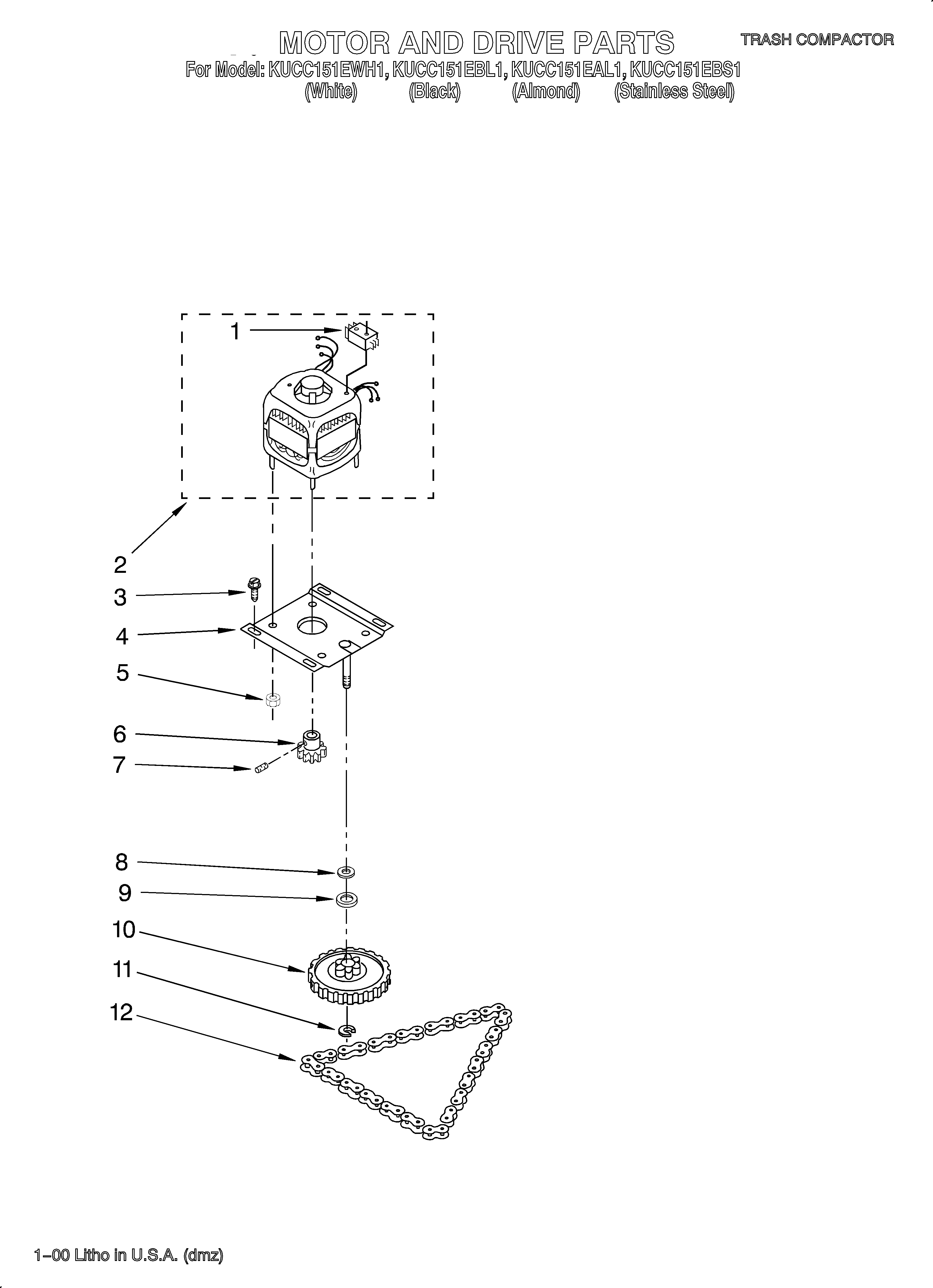 KitchenAid KUCC151EAL1 motor and drive/literature diagram