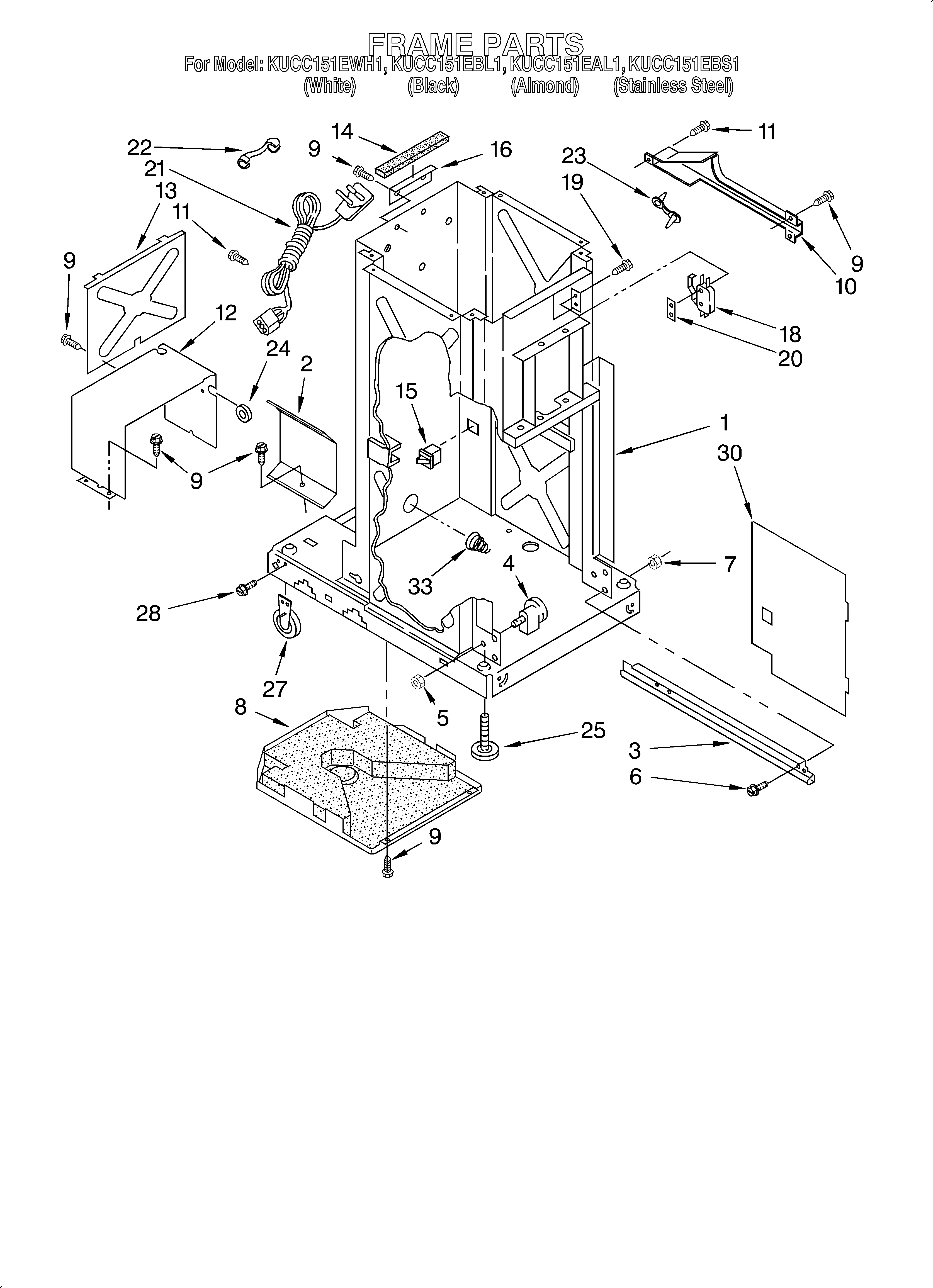 KitchenAid KUCC151EAL1 frame diagram