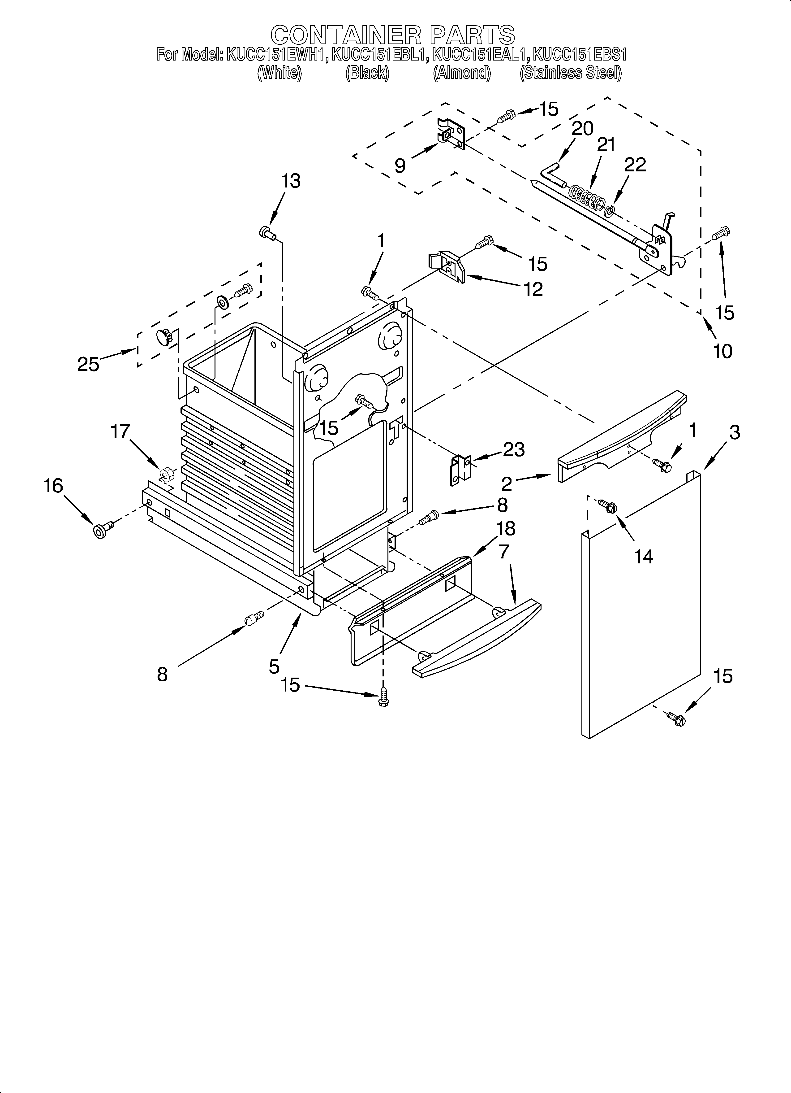 KitchenAid KUCC151EAL1 container diagram