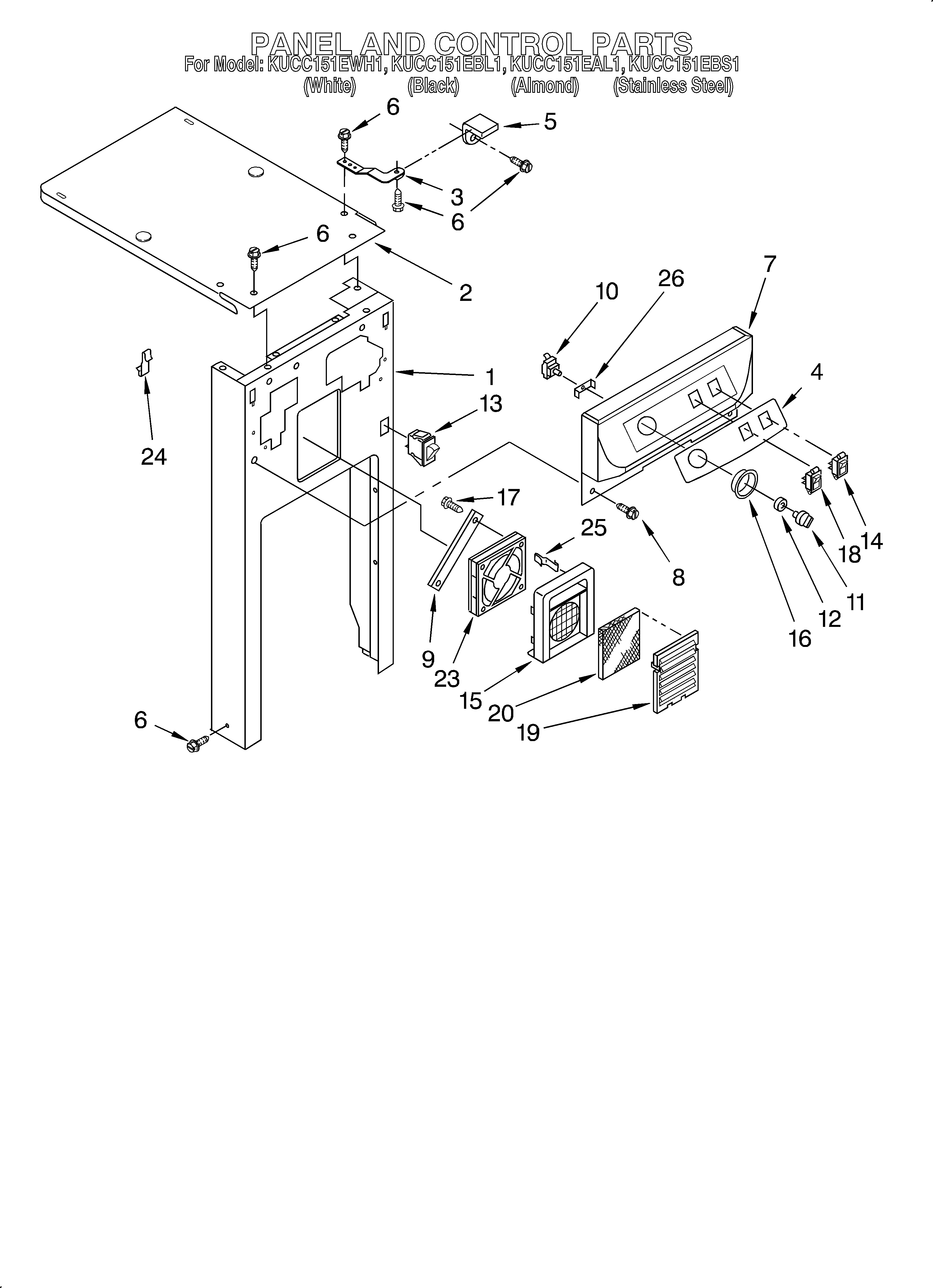 KitchenAid KUCC151EAL1 panel and control diagram