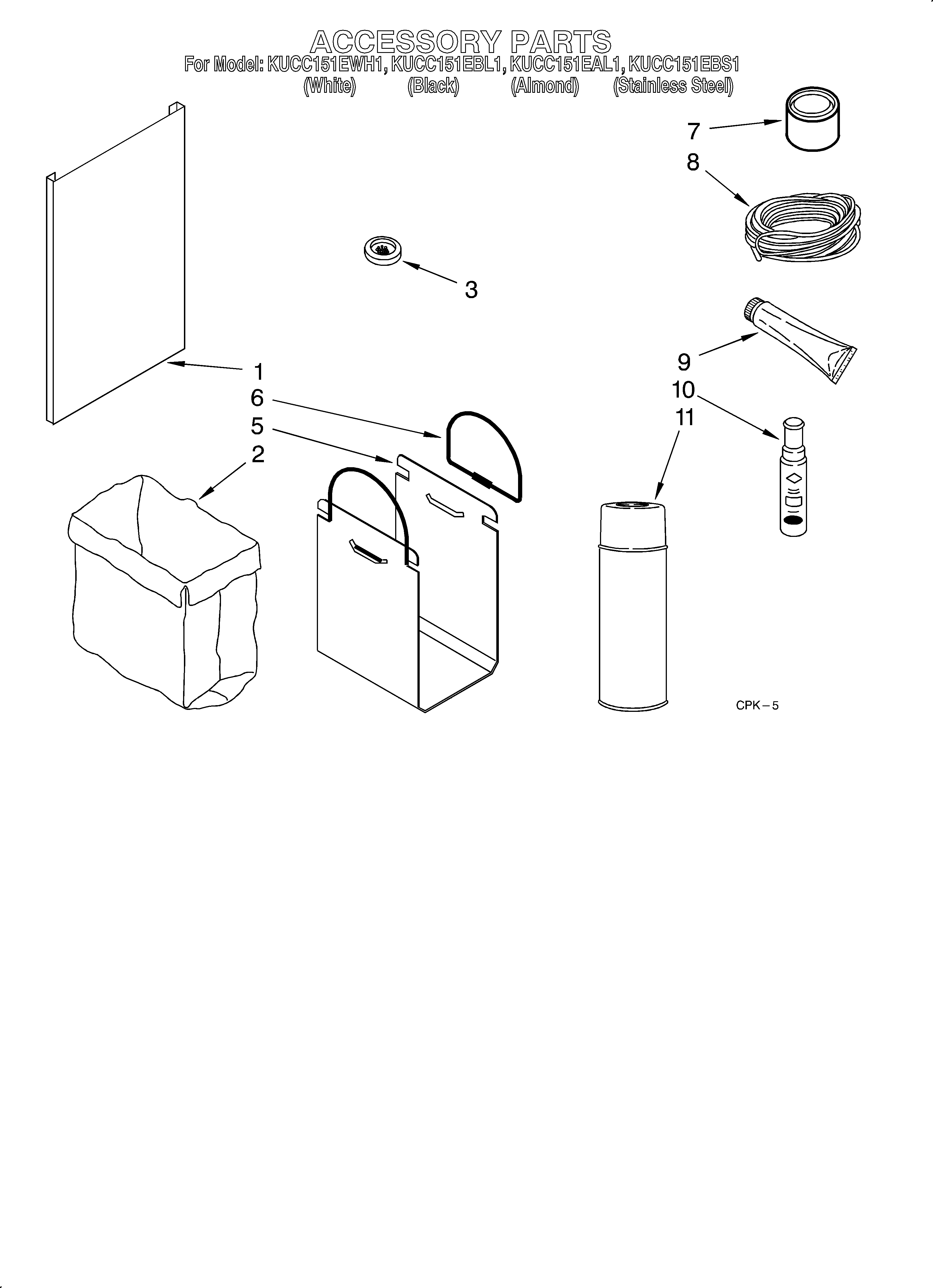 KitchenAid KUCC151EAL1 accessory diagram