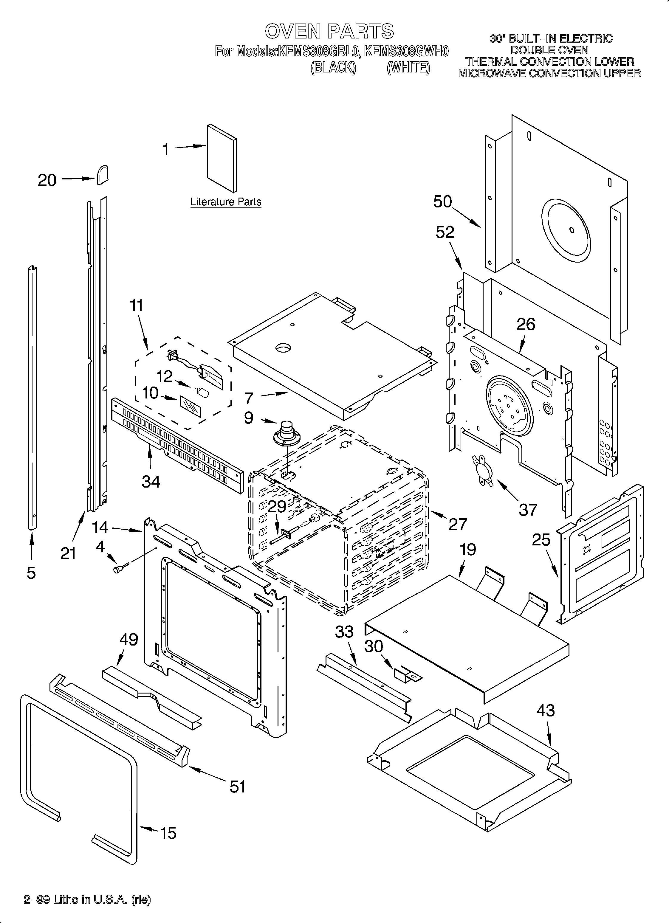 KitchenAid KEMS308GWH0 oven/literature diagram