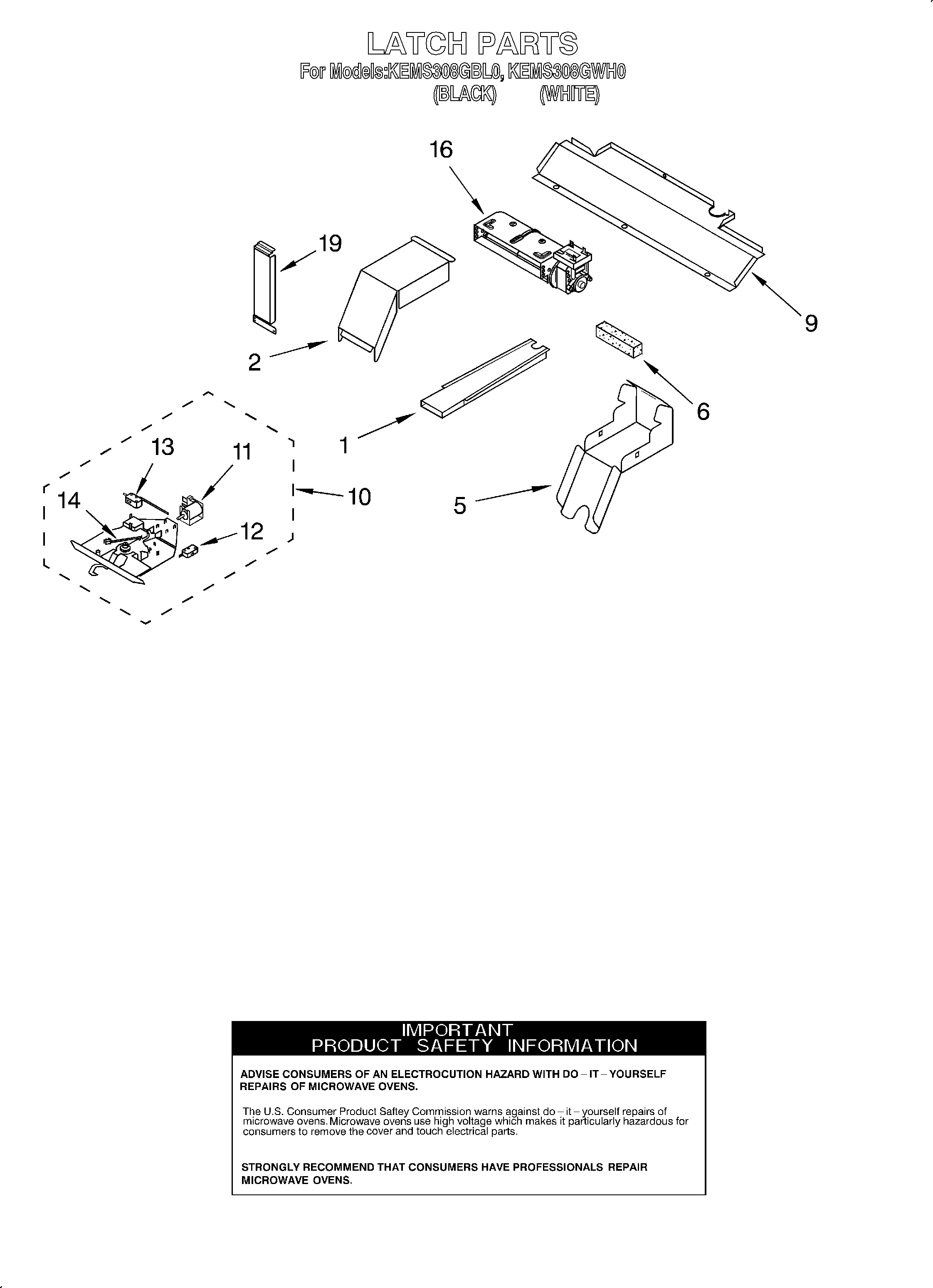 KitchenAid KEMS308GWH0 latch diagram