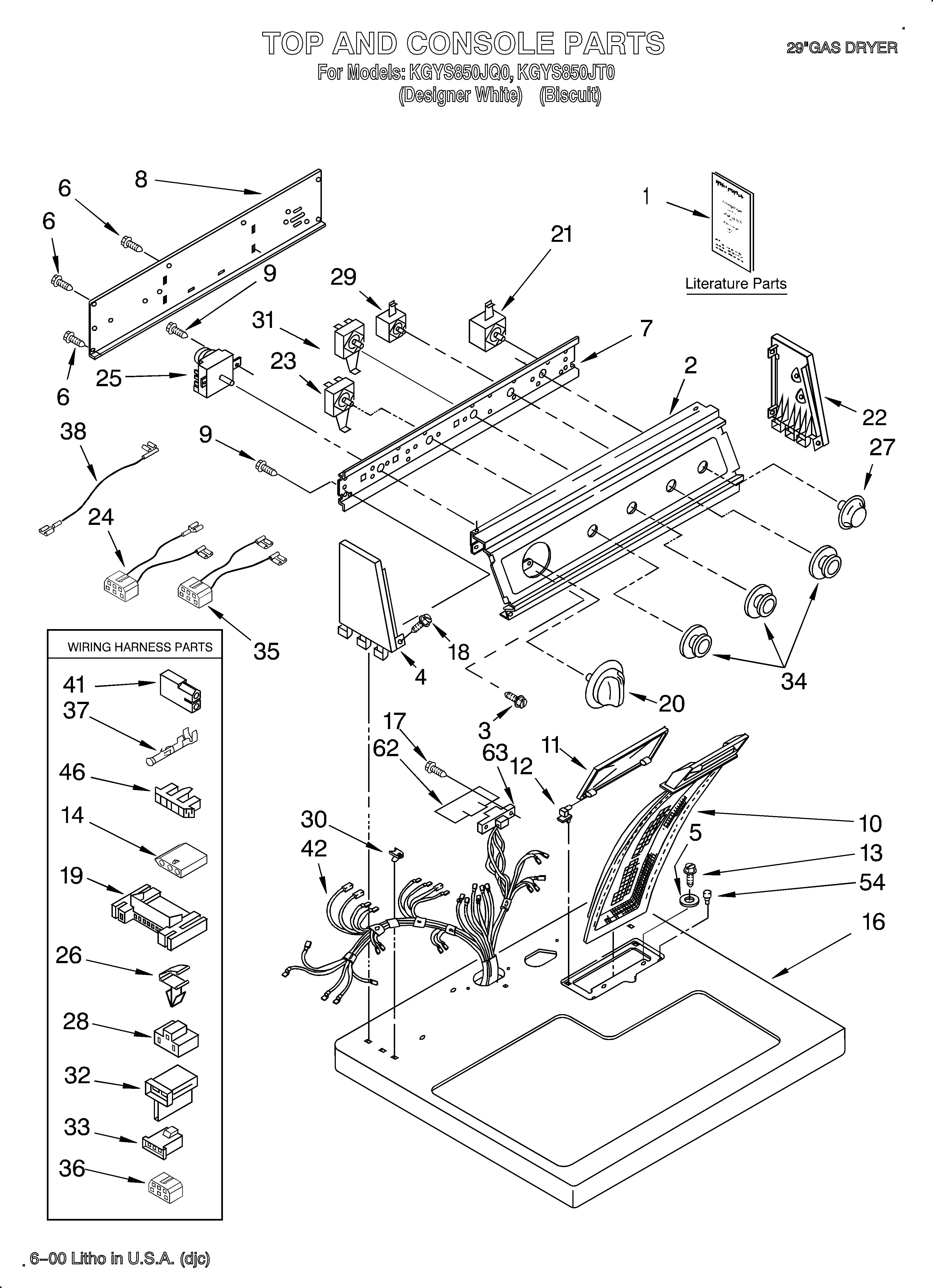KitchenAid KGYS850JT0 top and console/lit/optional diagram