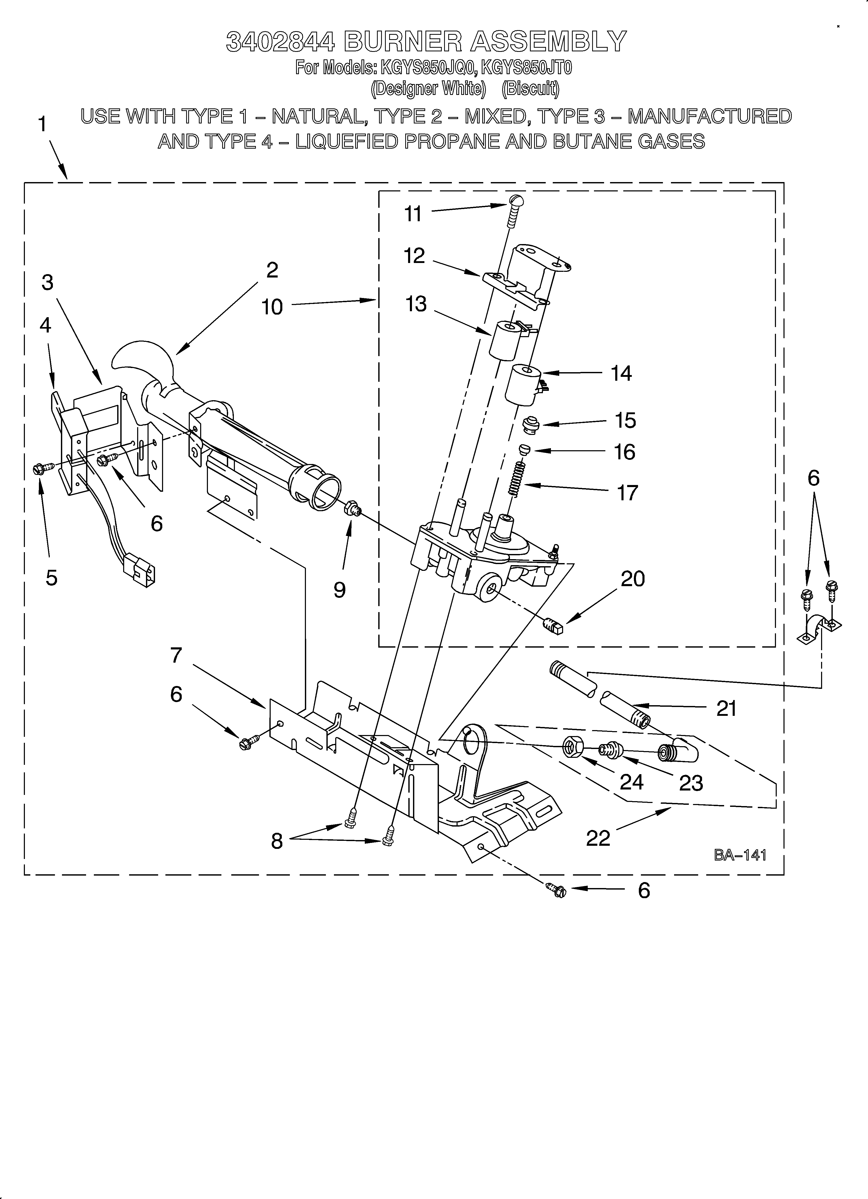 KitchenAid KGYS850JT0 3402844 burner assembly diagram