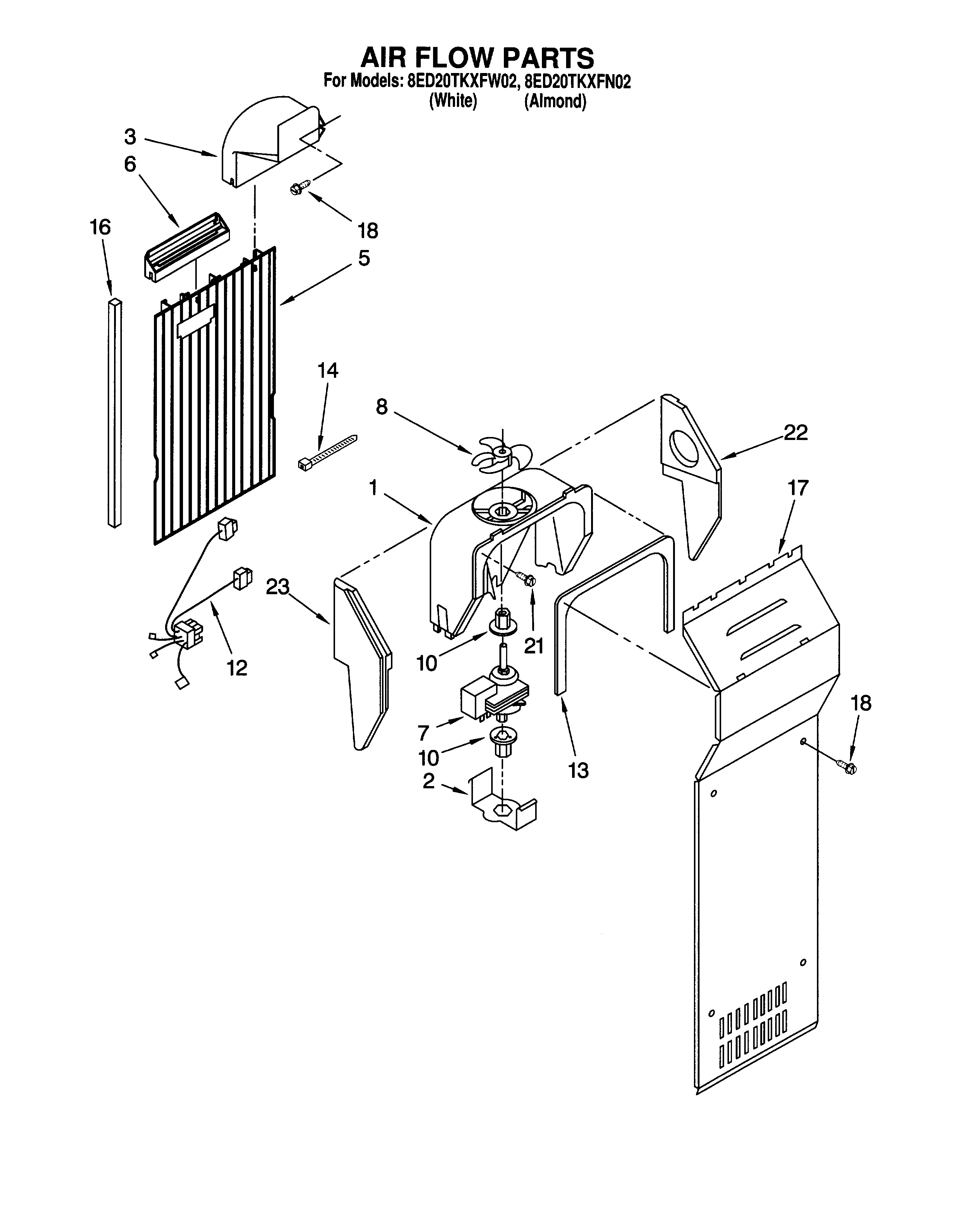 Whirlpool 8ED20TKXFN02 air flow diagram