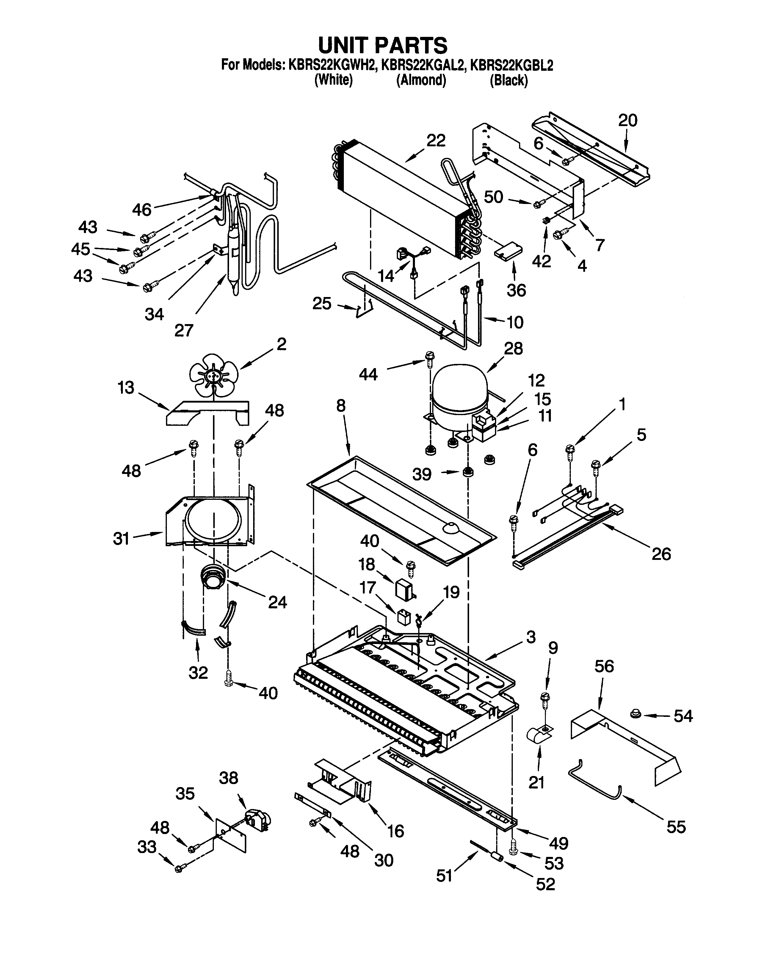 KitchenAid KBRS22KGBL2 unit diagram